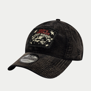 Casquette 9Twenty Patch Acid Cord noire New Era de trois-quarts, velours côtelé délavé et écusson Red's Vintage Hot Rods