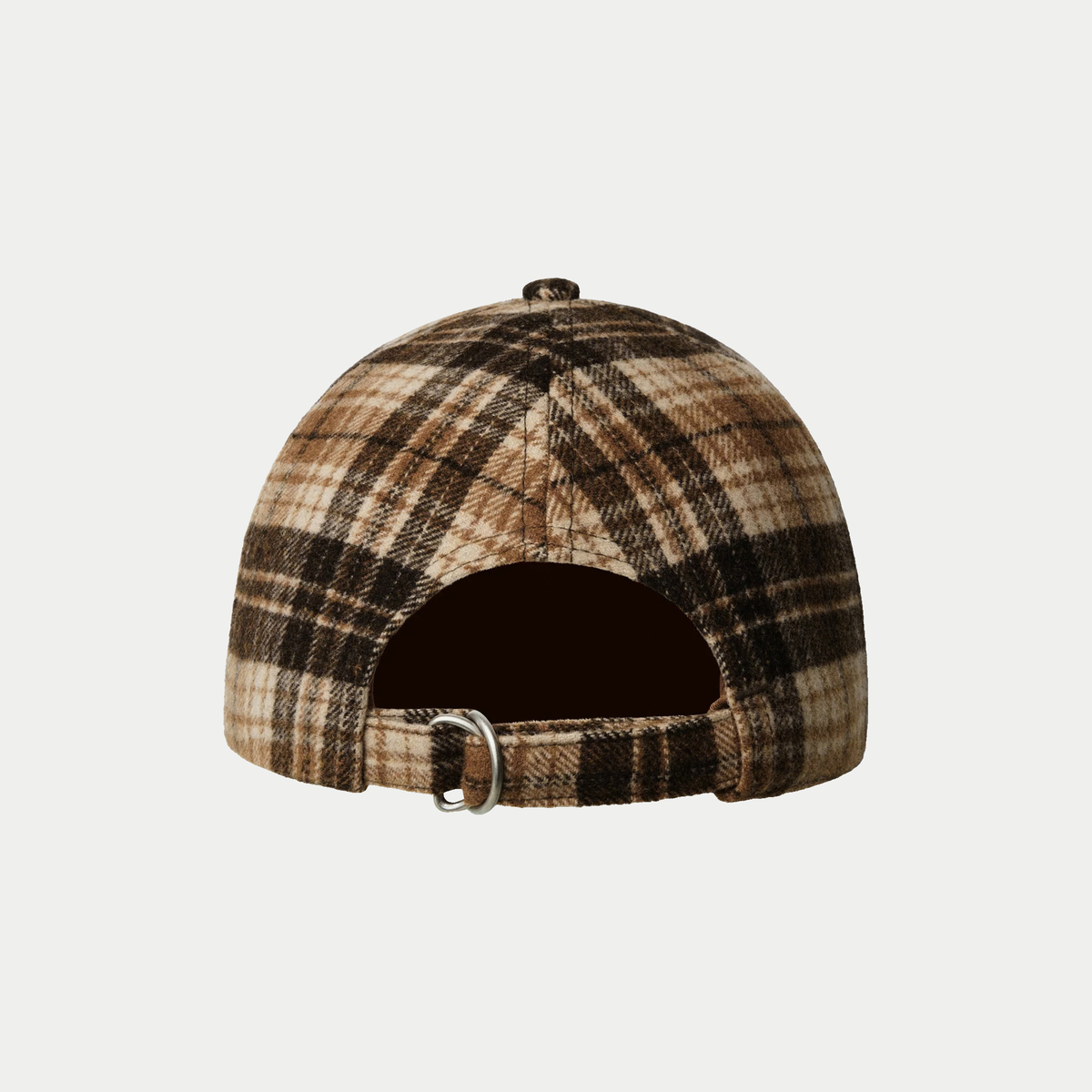 Casquette à carreaux camel Kangol - vue de dos, ouverture et sangle réglable à boucle métallique
