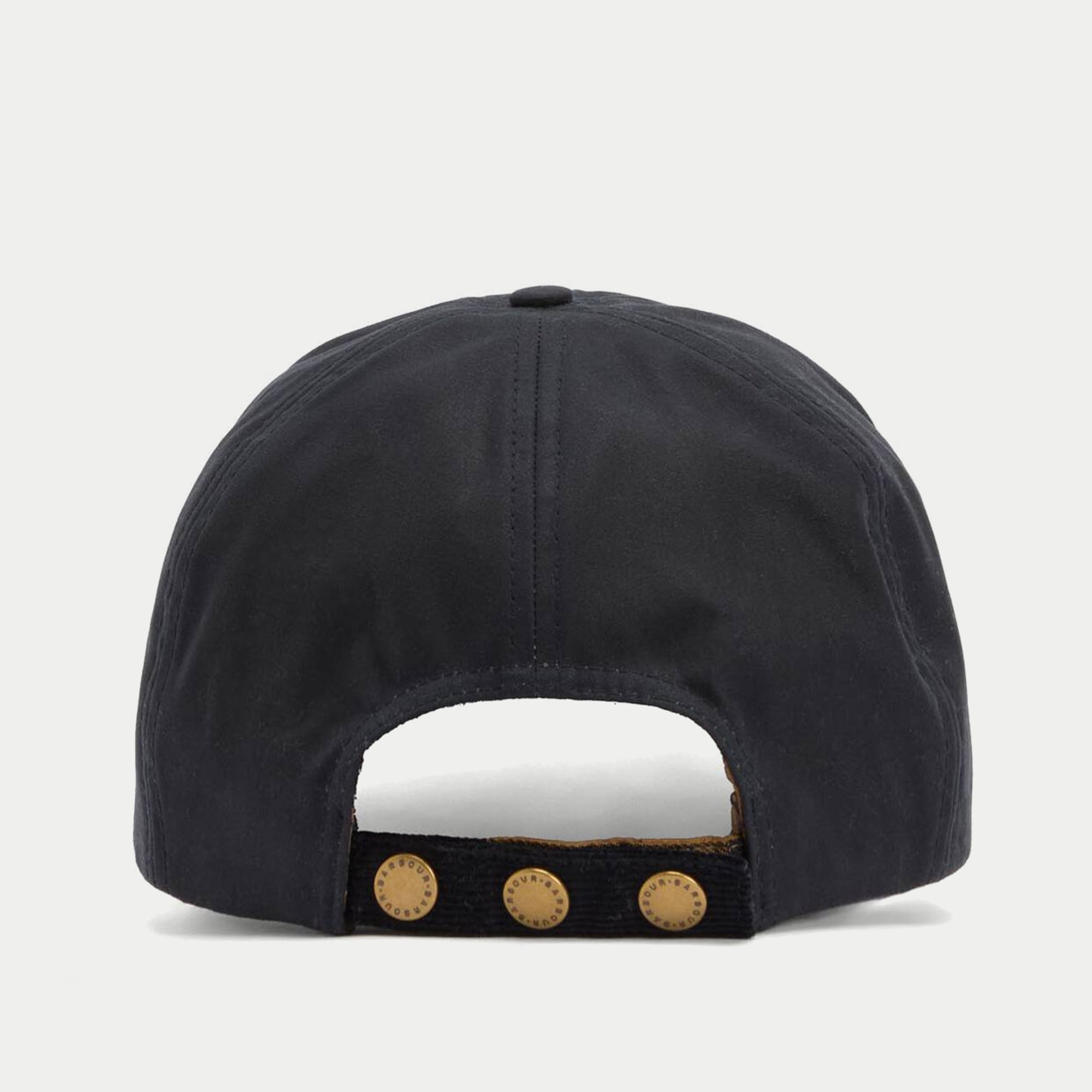 Casquette Ashby marine Barbour - vue de dos, sangle de réglage à trois pressions laiton