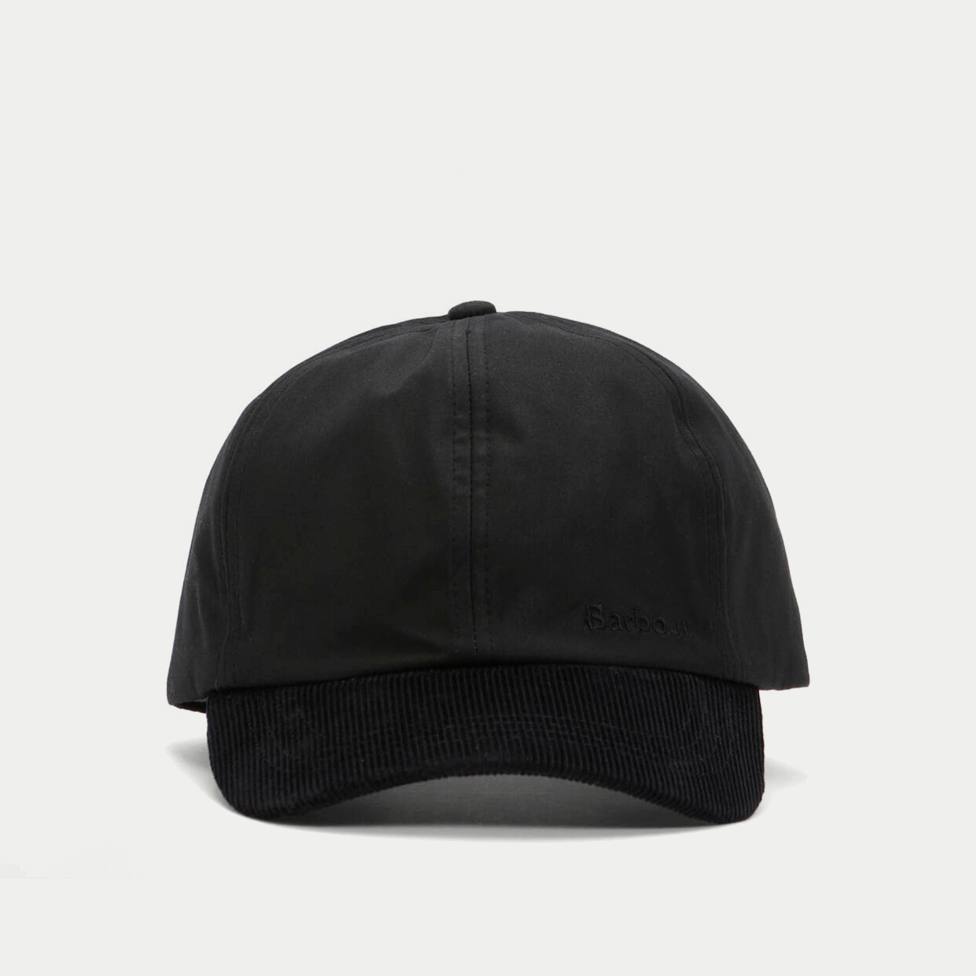 Casquette Ashby noire Barbour - vue de face, broderie Barbour sur le devant