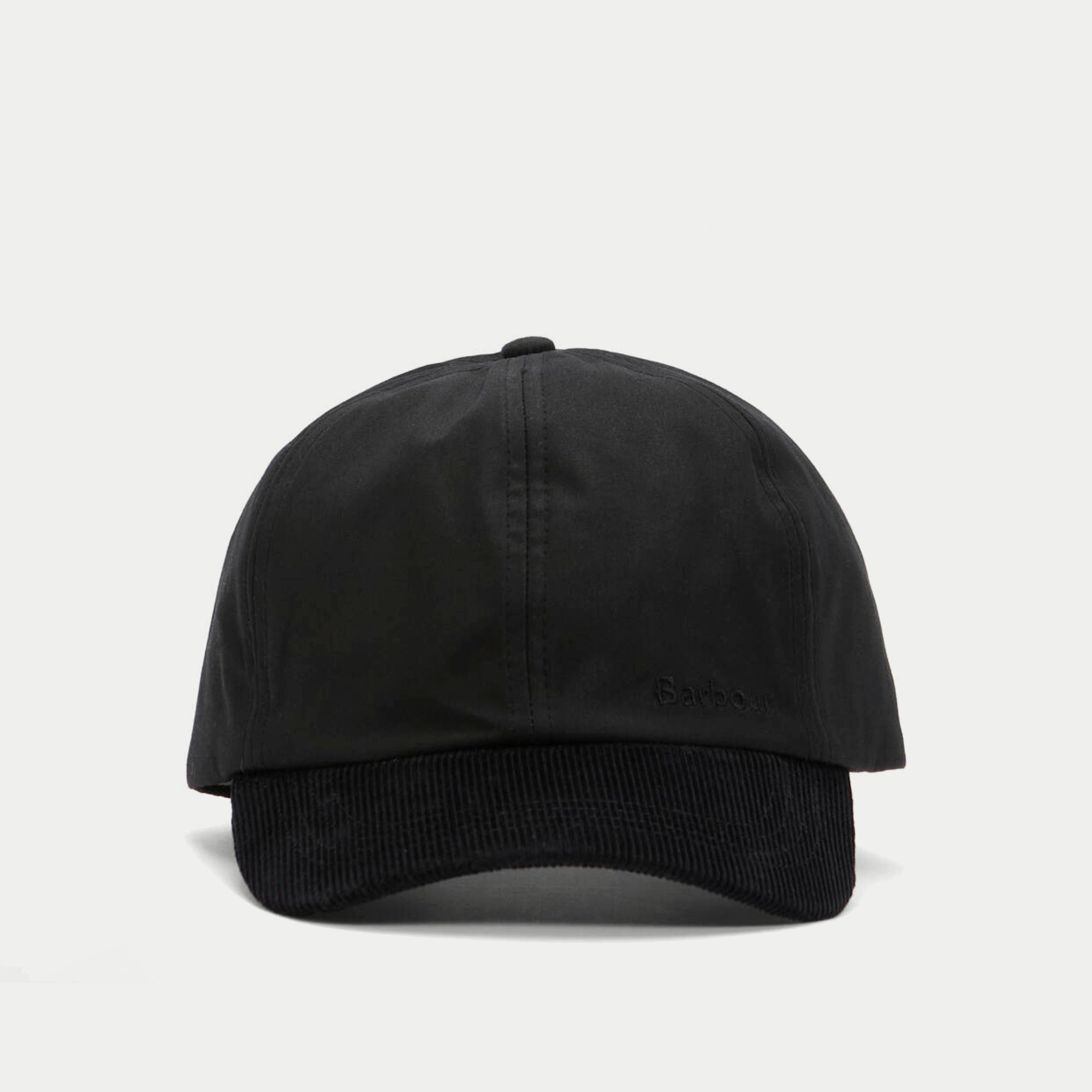 Casquette Ashby noire Barbour - vue de face, broderie Barbour sur le devant