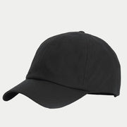 Casquette Wax Sports noire Barbour - trois-quarts avant, coton ciré mat et visière courbée