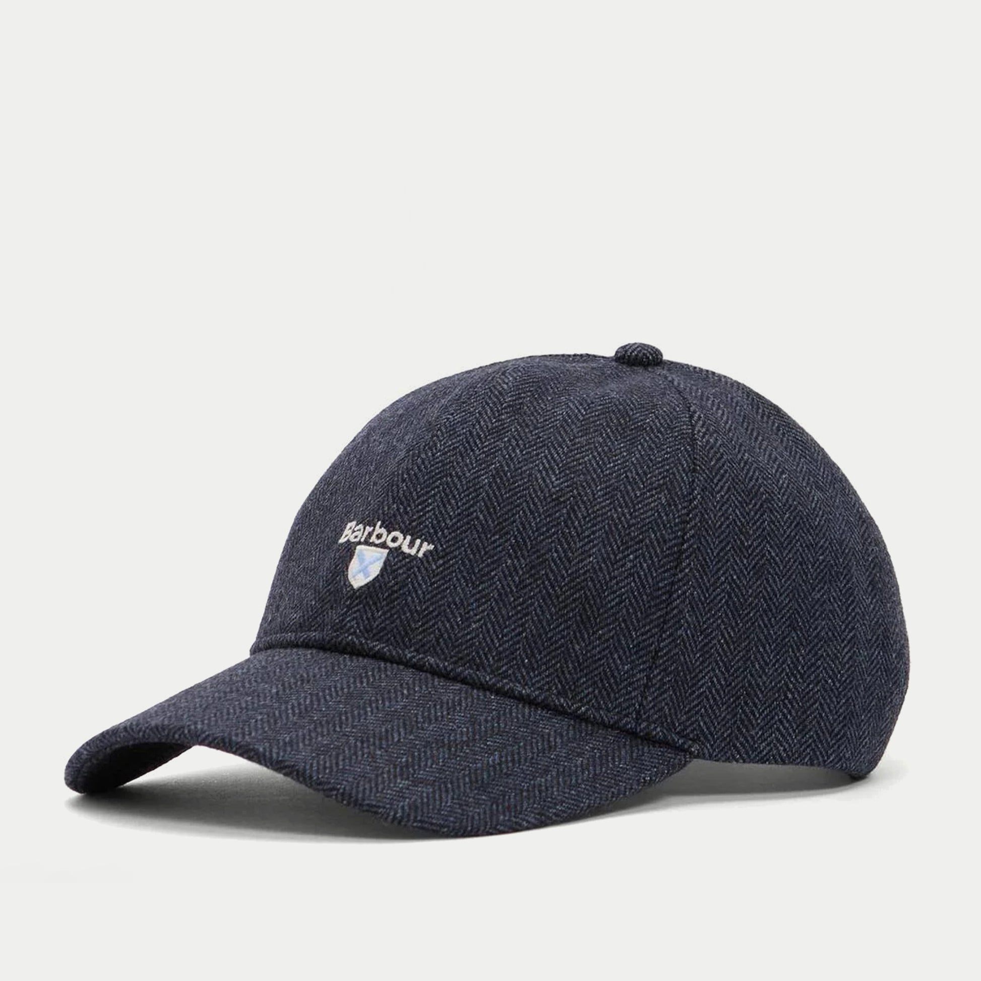 Casquette Barlow marine Barbour - profil, laine à chevrons et visière incurvée