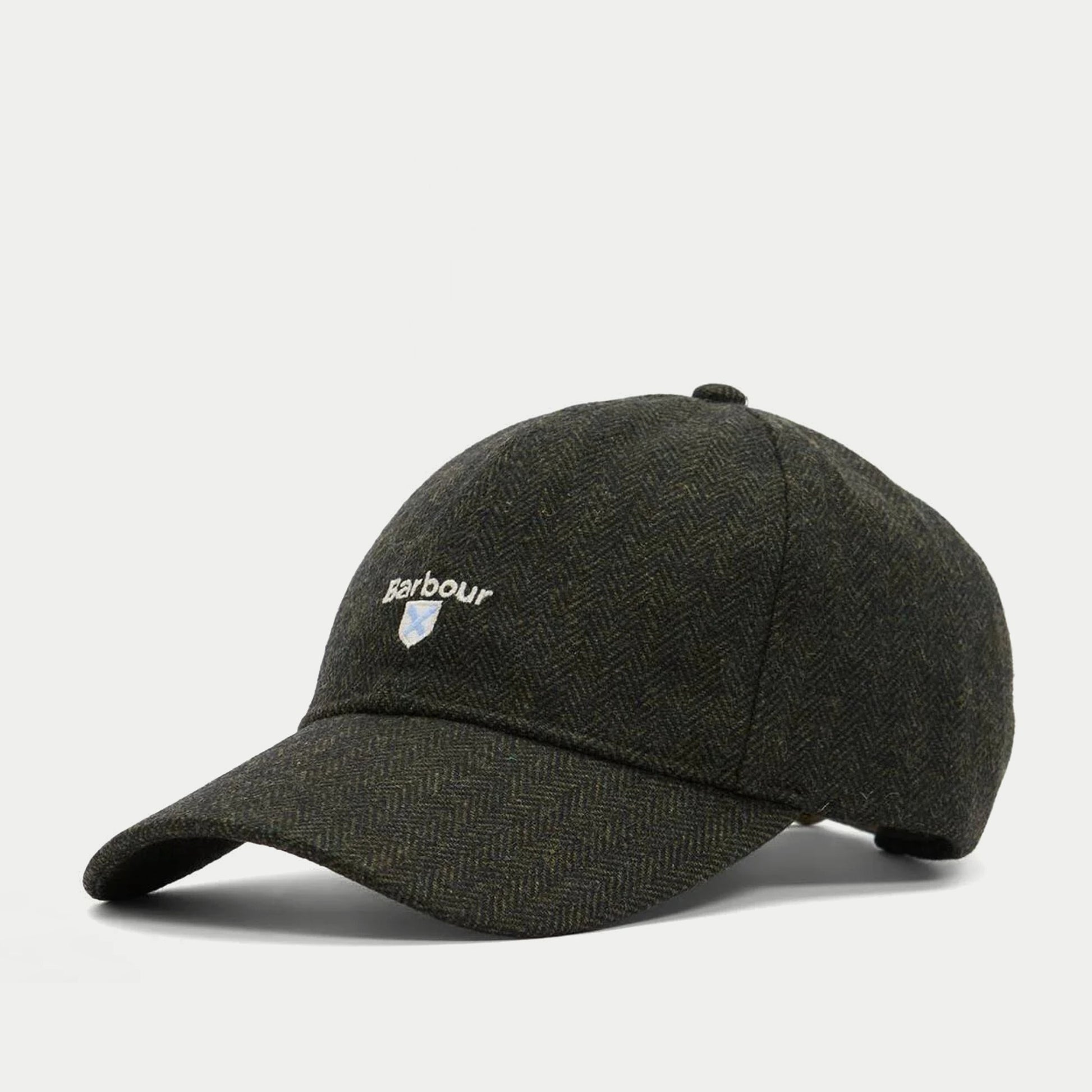Casquette Barlow olive Barbour - profil, laine à chevrons et visière incurvée