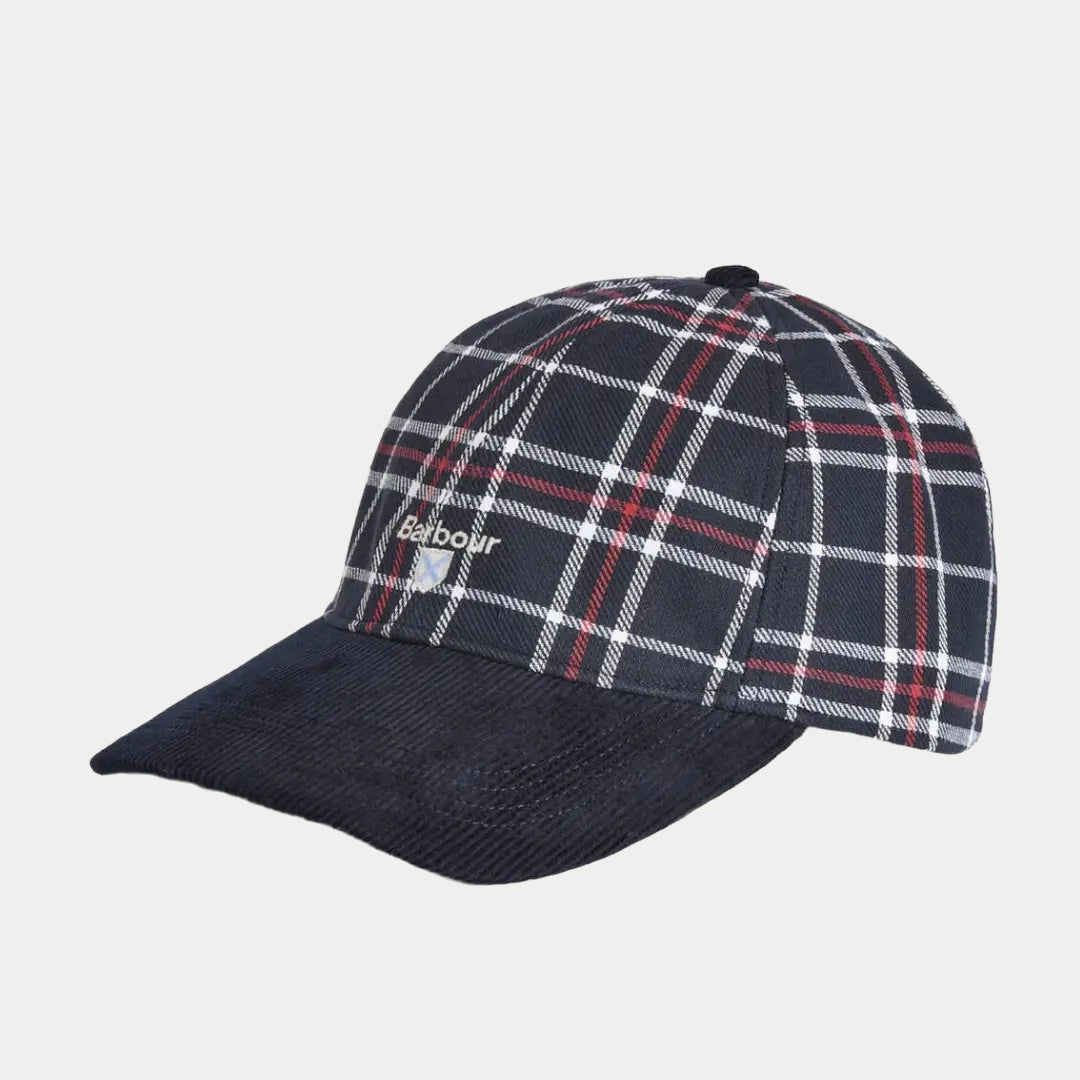 Casquette Benson de trois quarts, tartan Bleu Marine à Red Check et visière velours