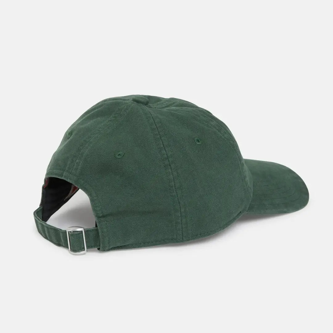 Dos de la casquette Racing Green : calotte souple six panneaux et sangle de serrage à boucle métal