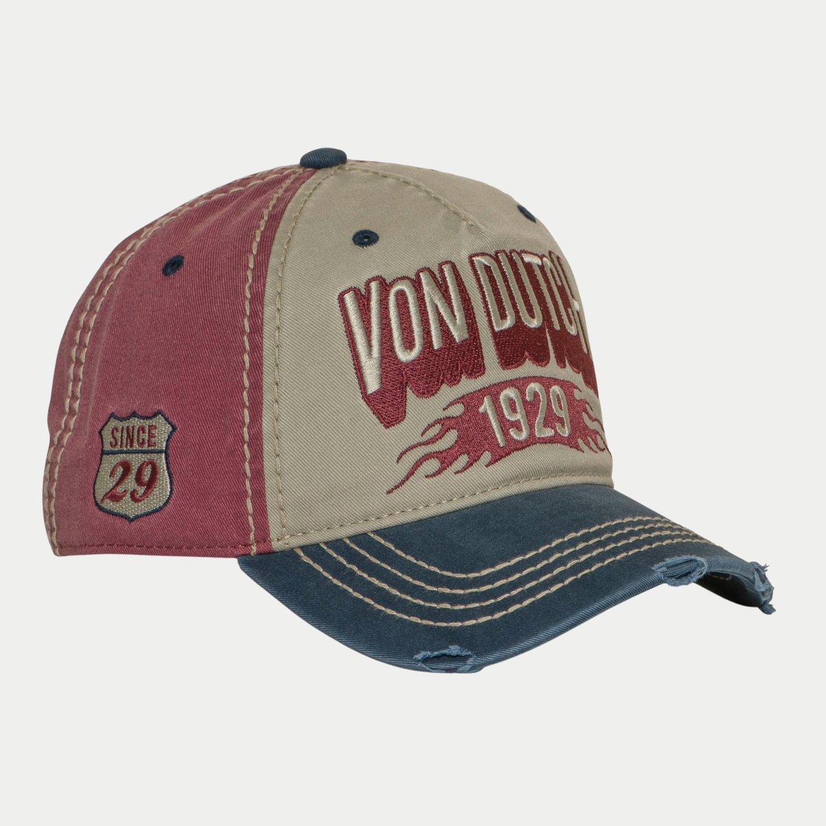 Casquette baseball Von Dutch Retro de profil, écusson Since 29 sur le côté bordeaux