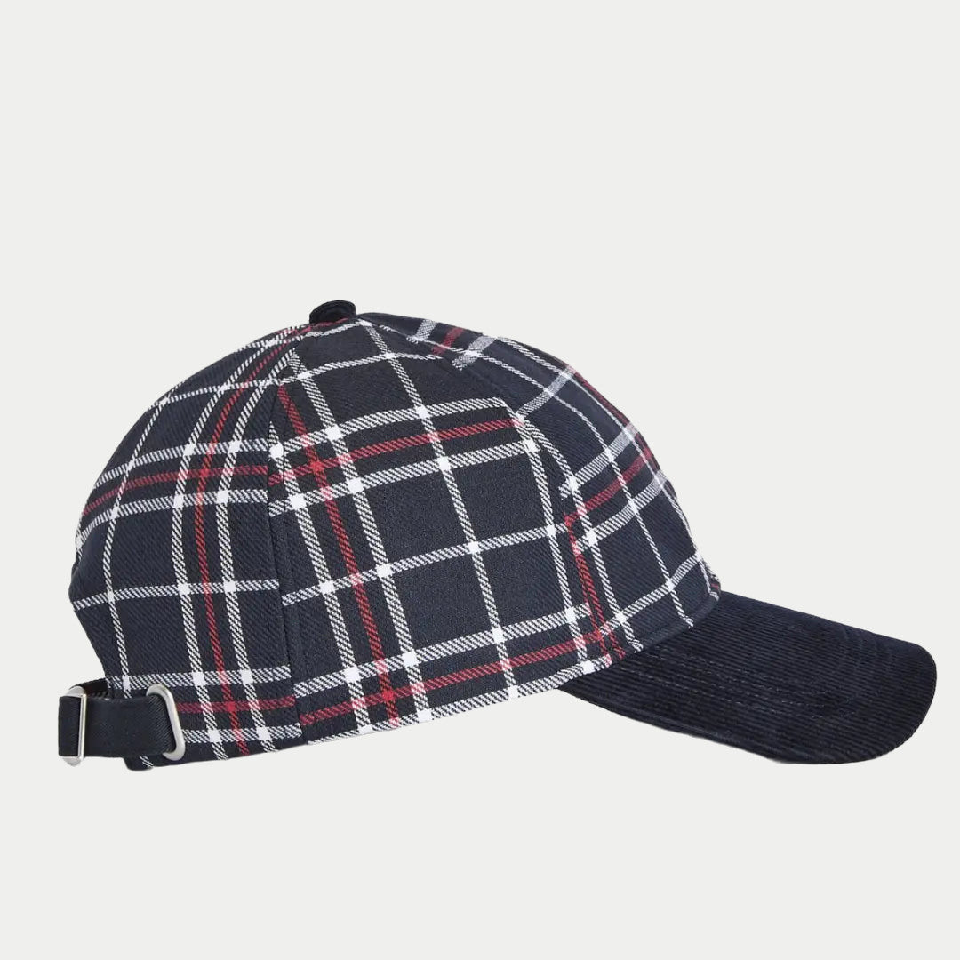 Casquette Benson - Navy et Red Check - Barbour - détail 2
