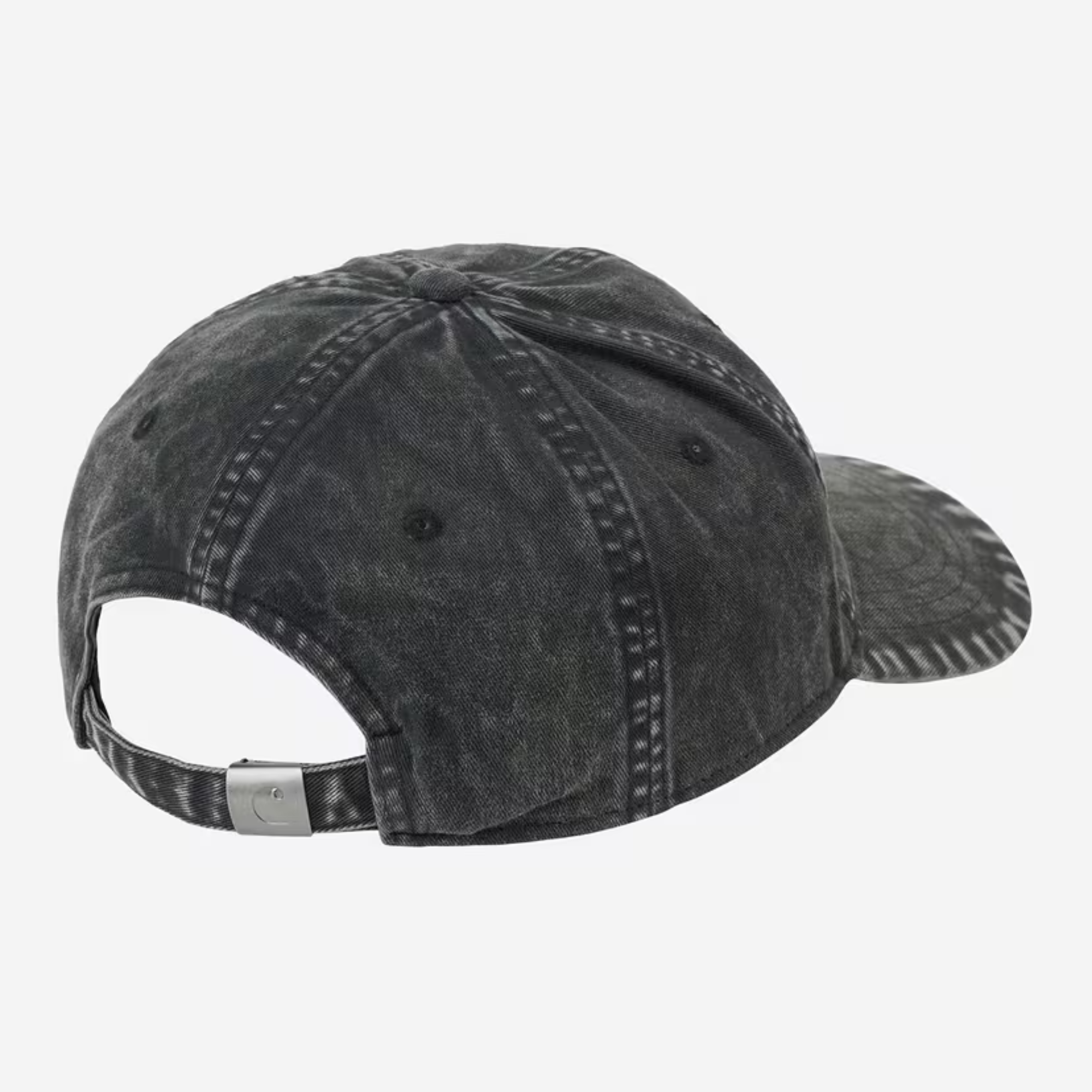 Casquette Lambert noire délavée Carhartt WIP - dos, panneaux au délavage moon wash et sangle à boucle métal