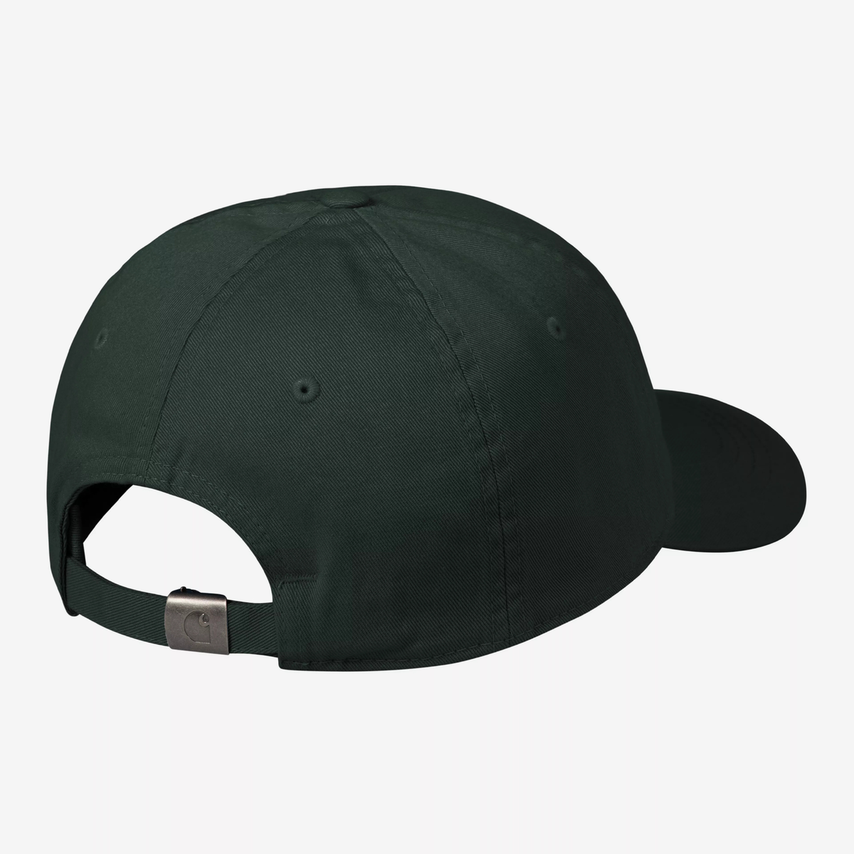 Dos de la casquette Madison vert sapin sombre, sangle réglable à boucle métal et œillets brodés ton sur ton