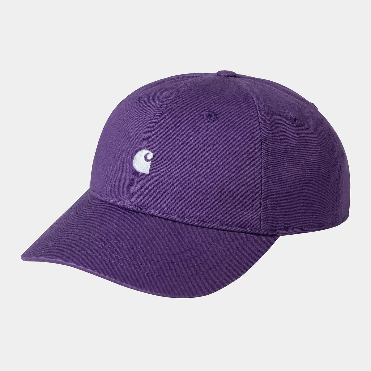 Casquette Madison violet profond Huckleberry en sergé de coton lavé, six panneaux souples et logo C brodé blanc