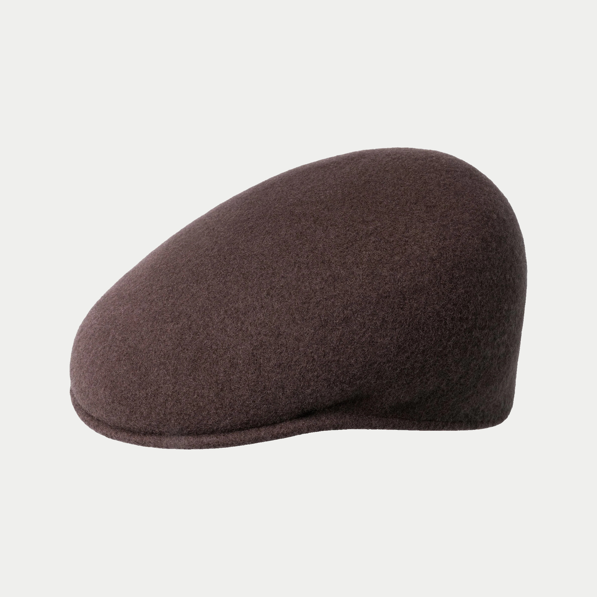 Casquette plate 504 Kangol en laine Espresso, brun foncé, vue de profil : calotte plate et visière souple
