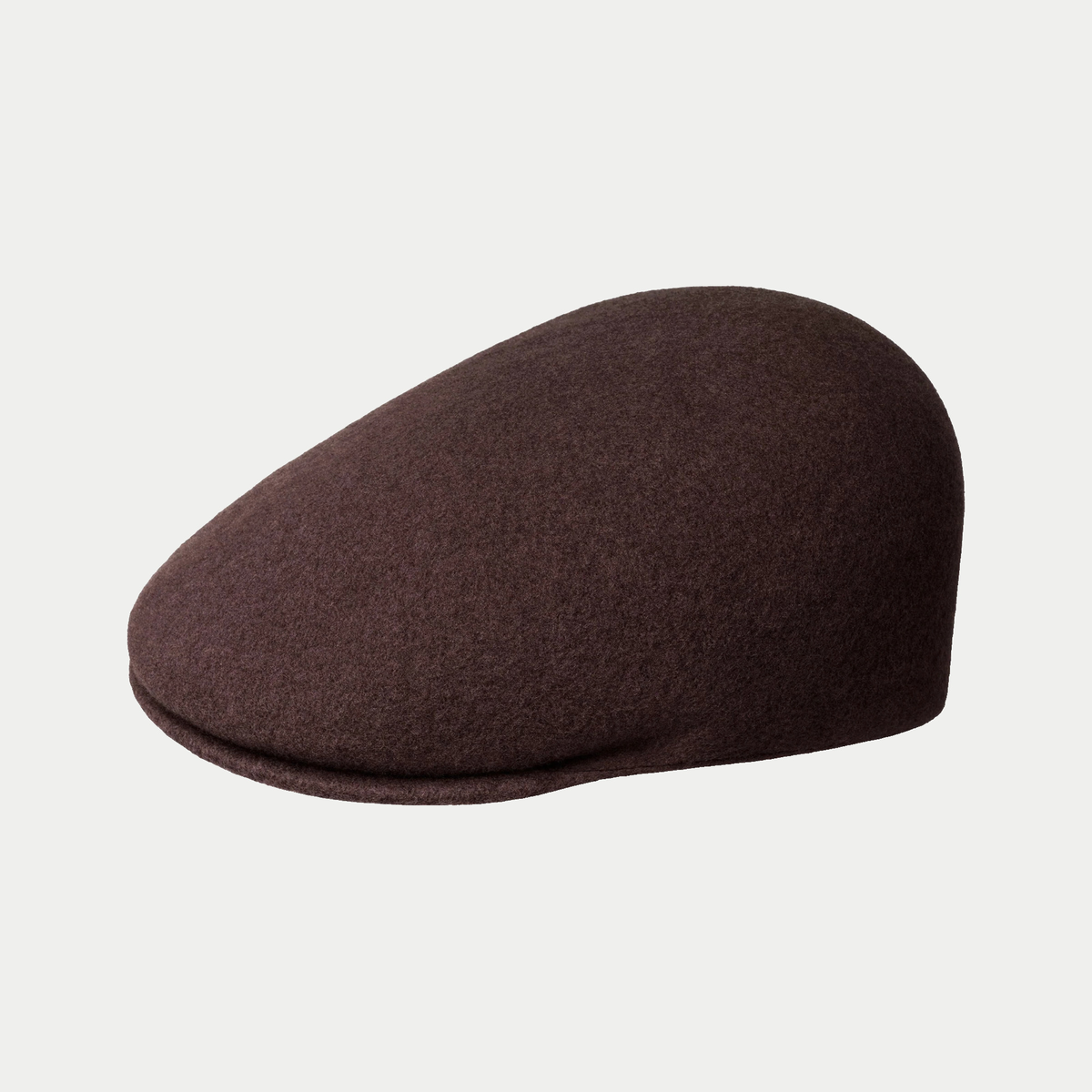Casquette plate 507 Kangol en laine Espresso, profil : couronne haute à l'arrière et visière courte structurée