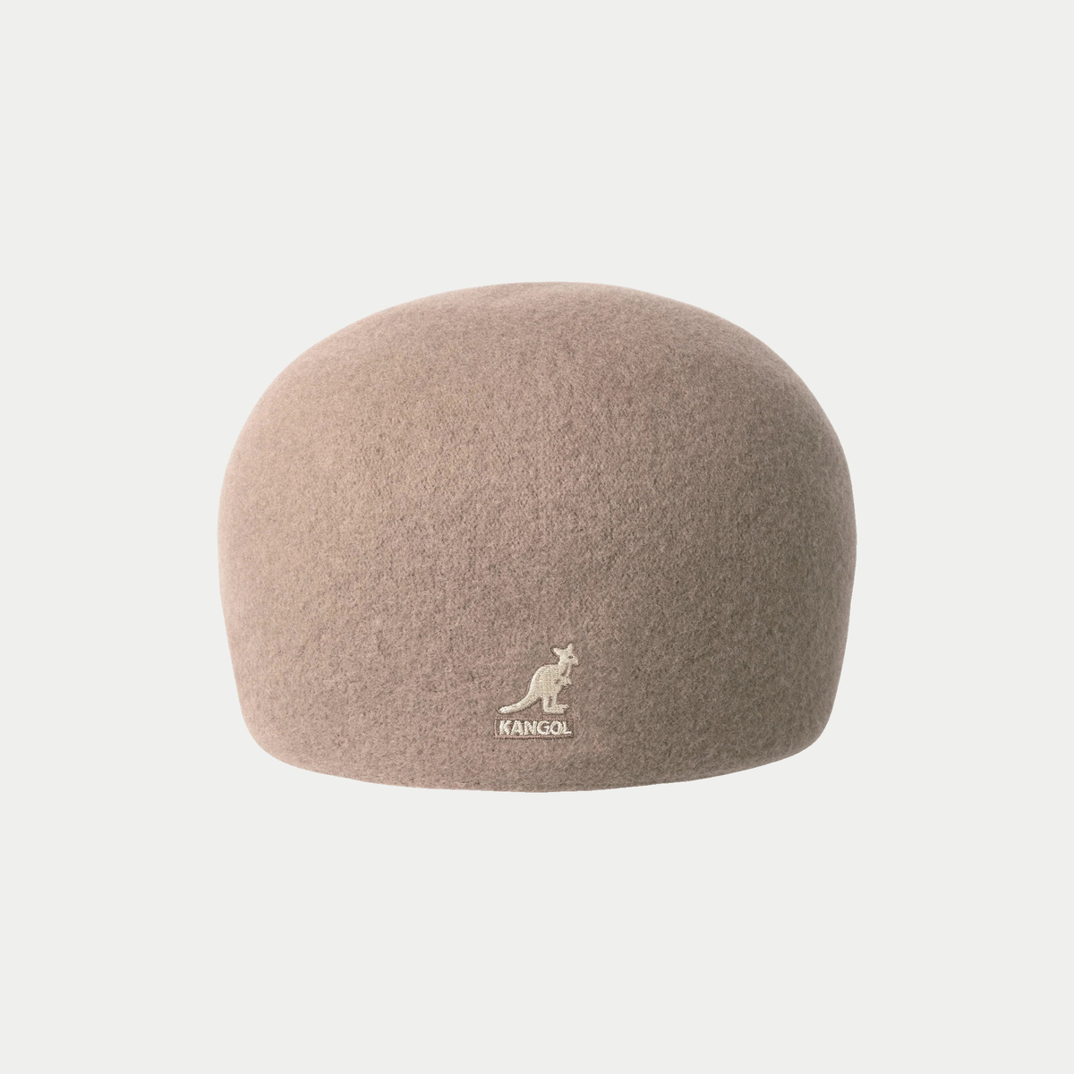 Casquette plate 507 en laine Warm Taupe Kangol, vue arrière, logo kangourou brodé ton sur ton