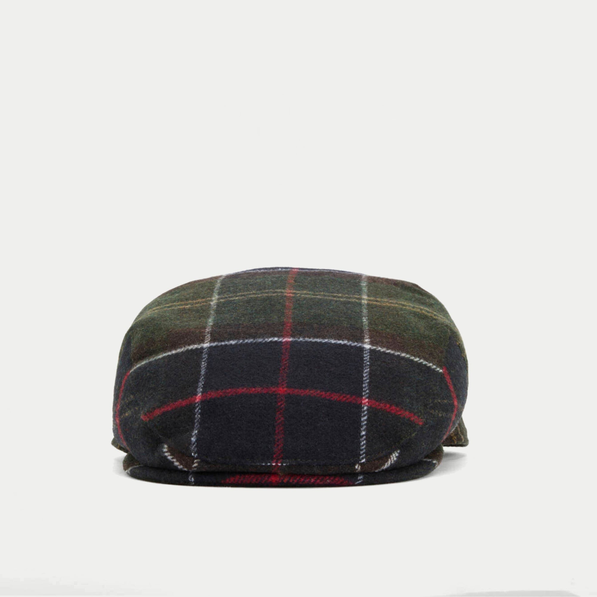 Casquette plate Gallingale tartan Barbour - vue de face, calotte à panneaux en tartan