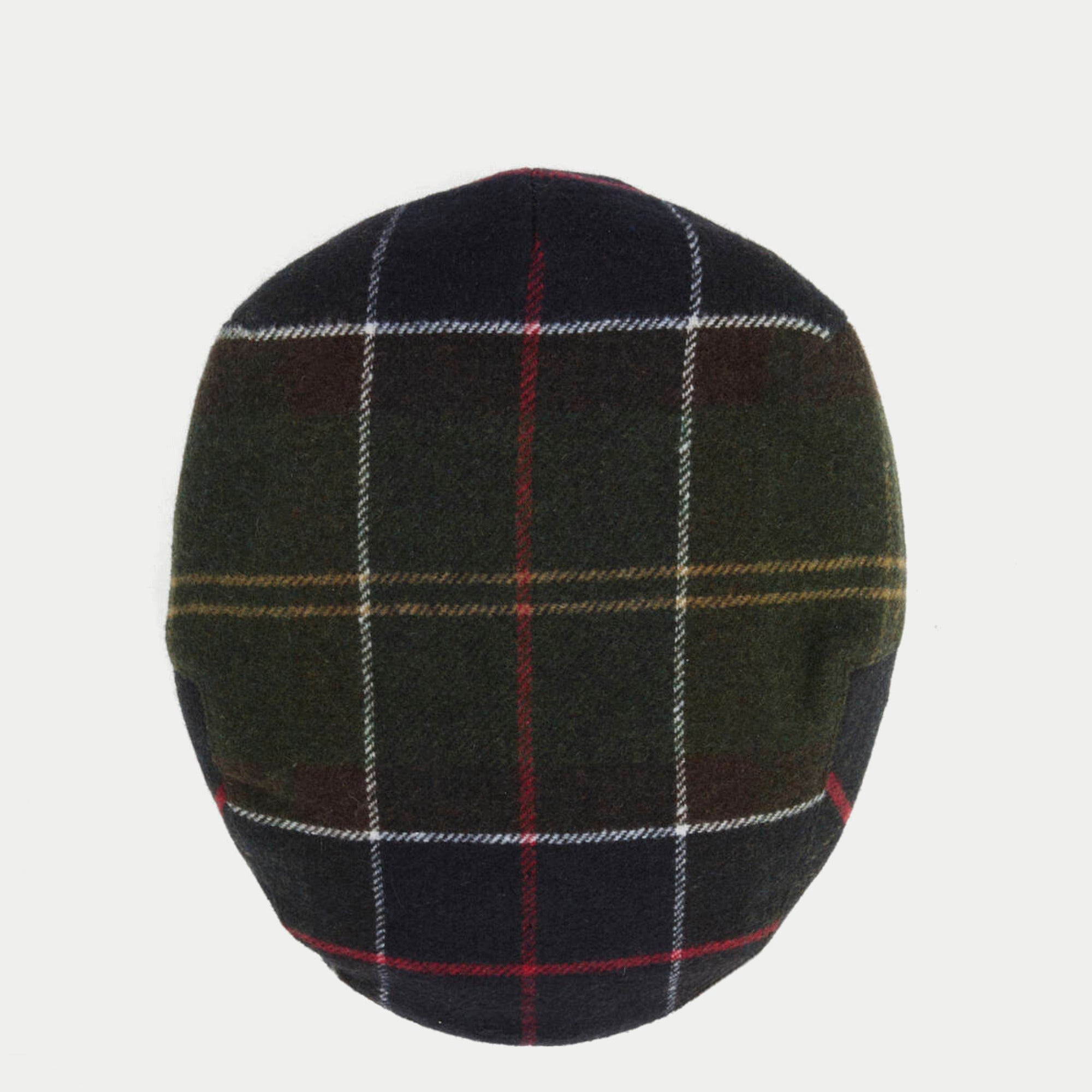 Casquette plate Gallingale tartan Barbour - vue de dessus, raccord des carreaux sur la calotte