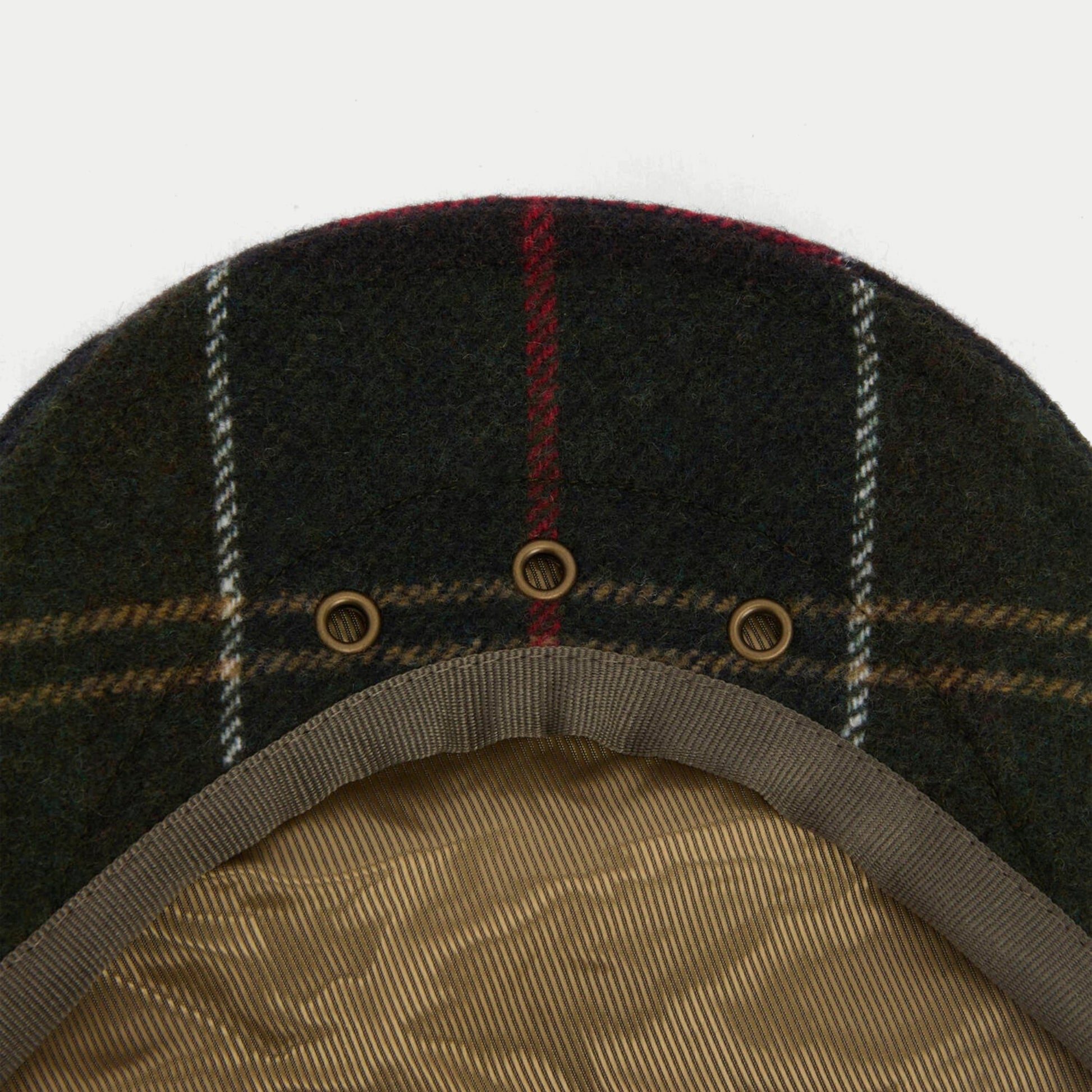 Casquette plate Gallingale tartan Barbour - intérieur, doublure et œillets d'aération laiton