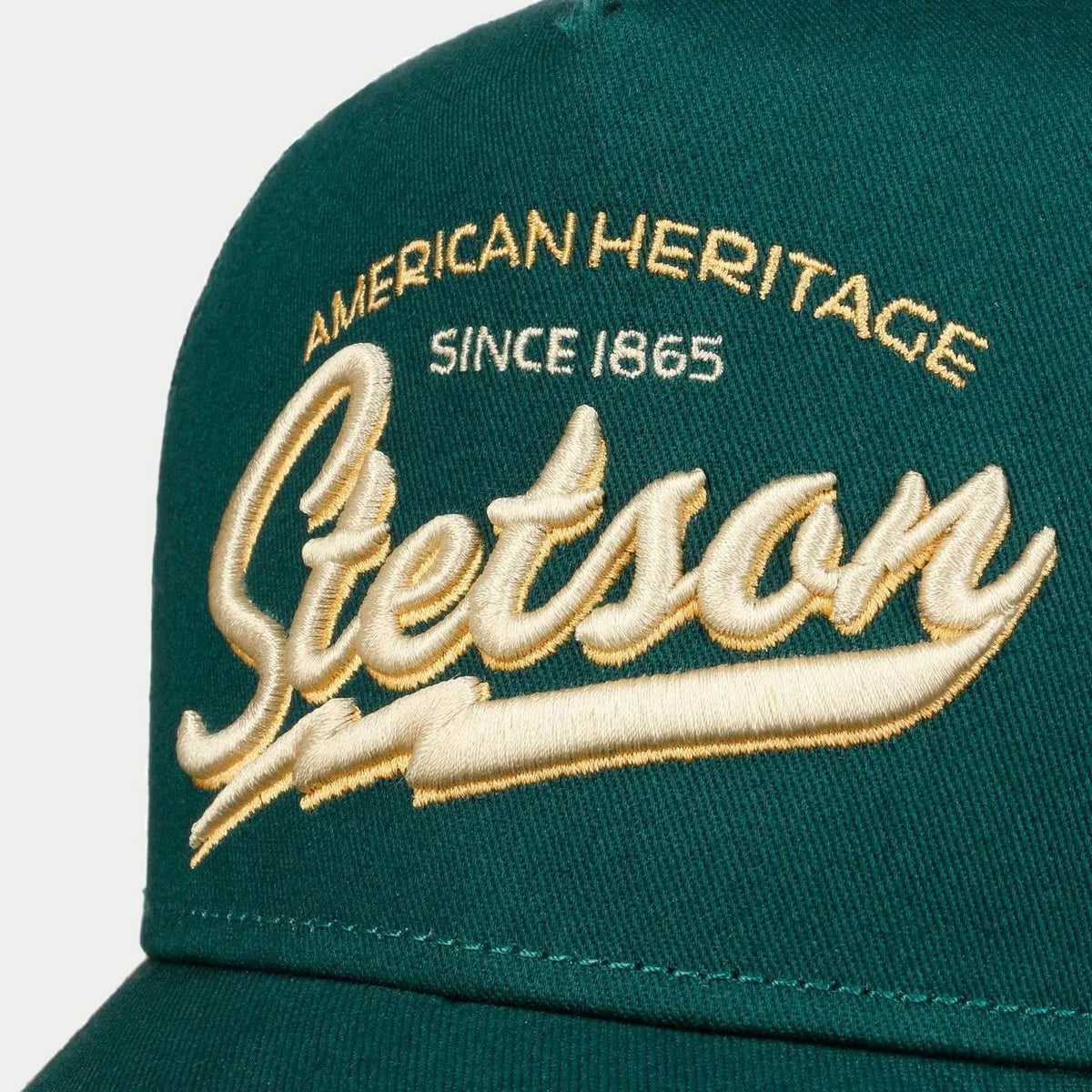 Broderie crème American Heritage Since 1865 Stetson sur le devant vert sapin de la casquette