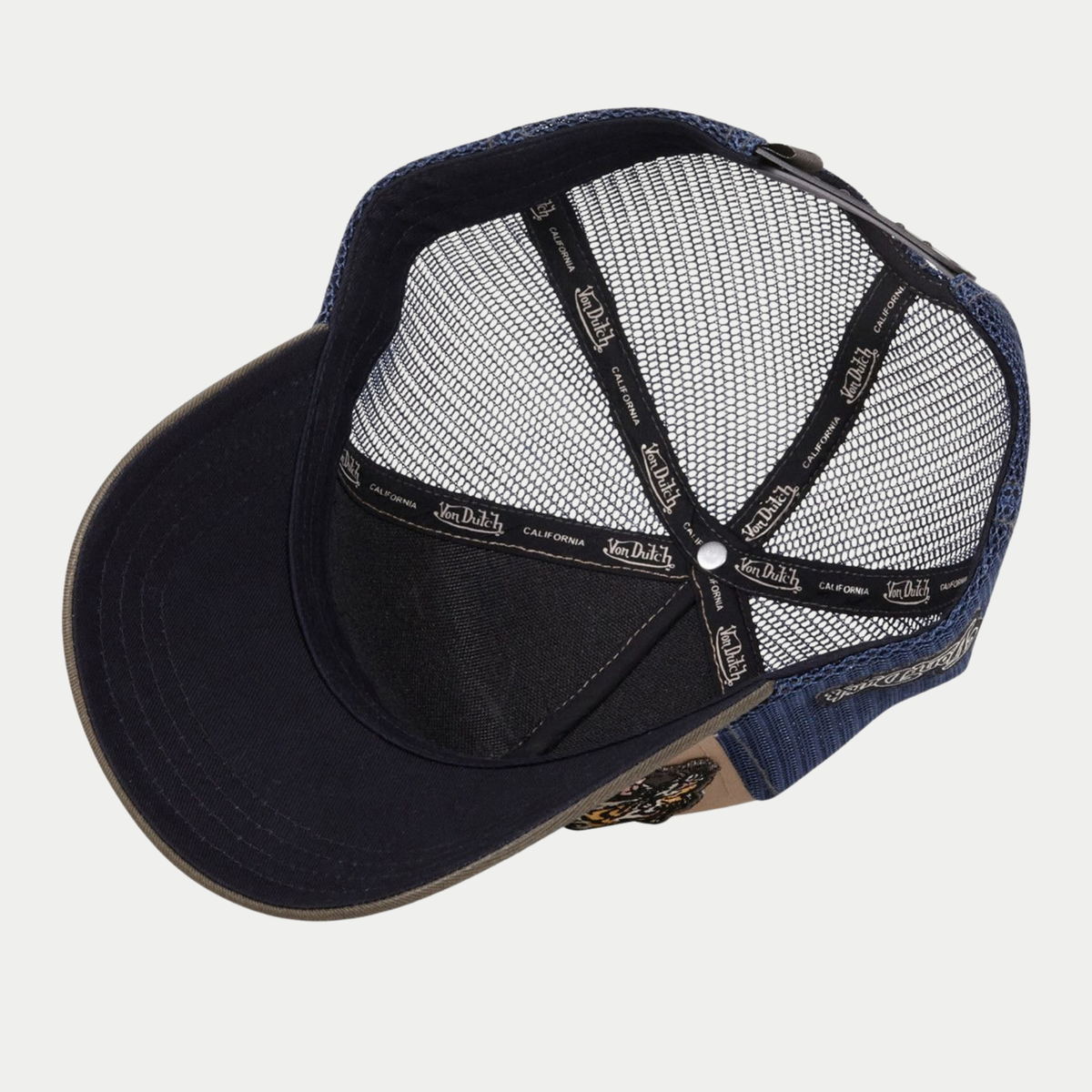 Casquette trucker Patches beige et kaki Von Dutch - intérieur, ruban siglé Von Dutch California