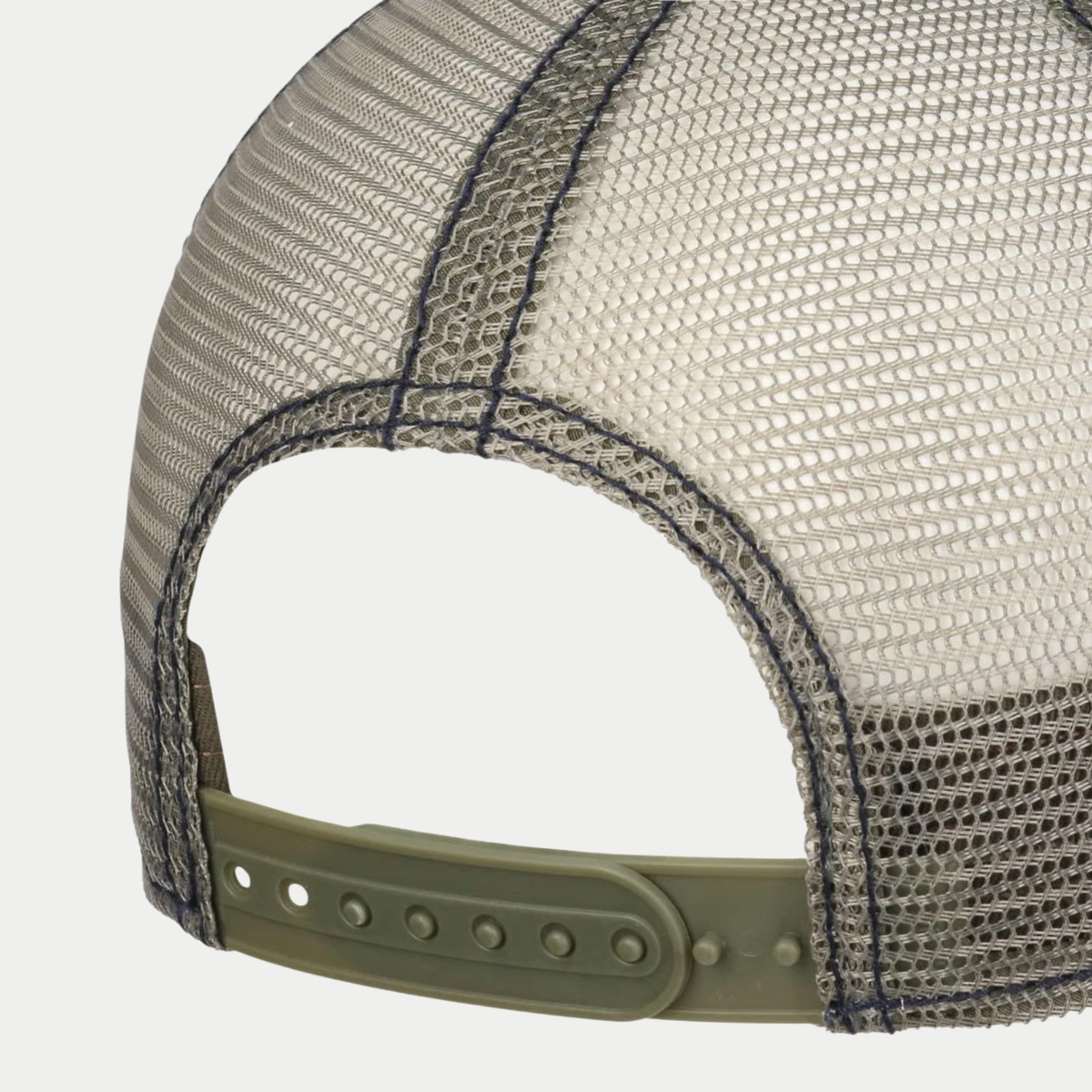 Casquette trucker Stetson Rodeo Round Up bleue - dos en filet olive et fermeture snapback