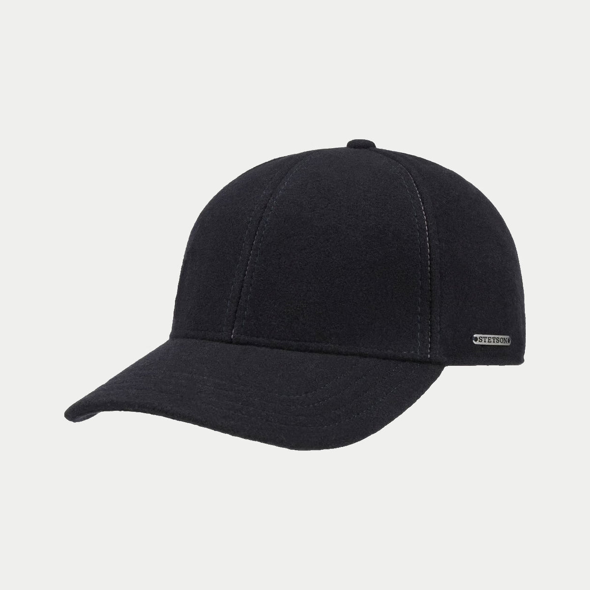 Casquette Vaby Stetson bleu marine de trois quarts, cache-oreilles repliés à l'intérieur