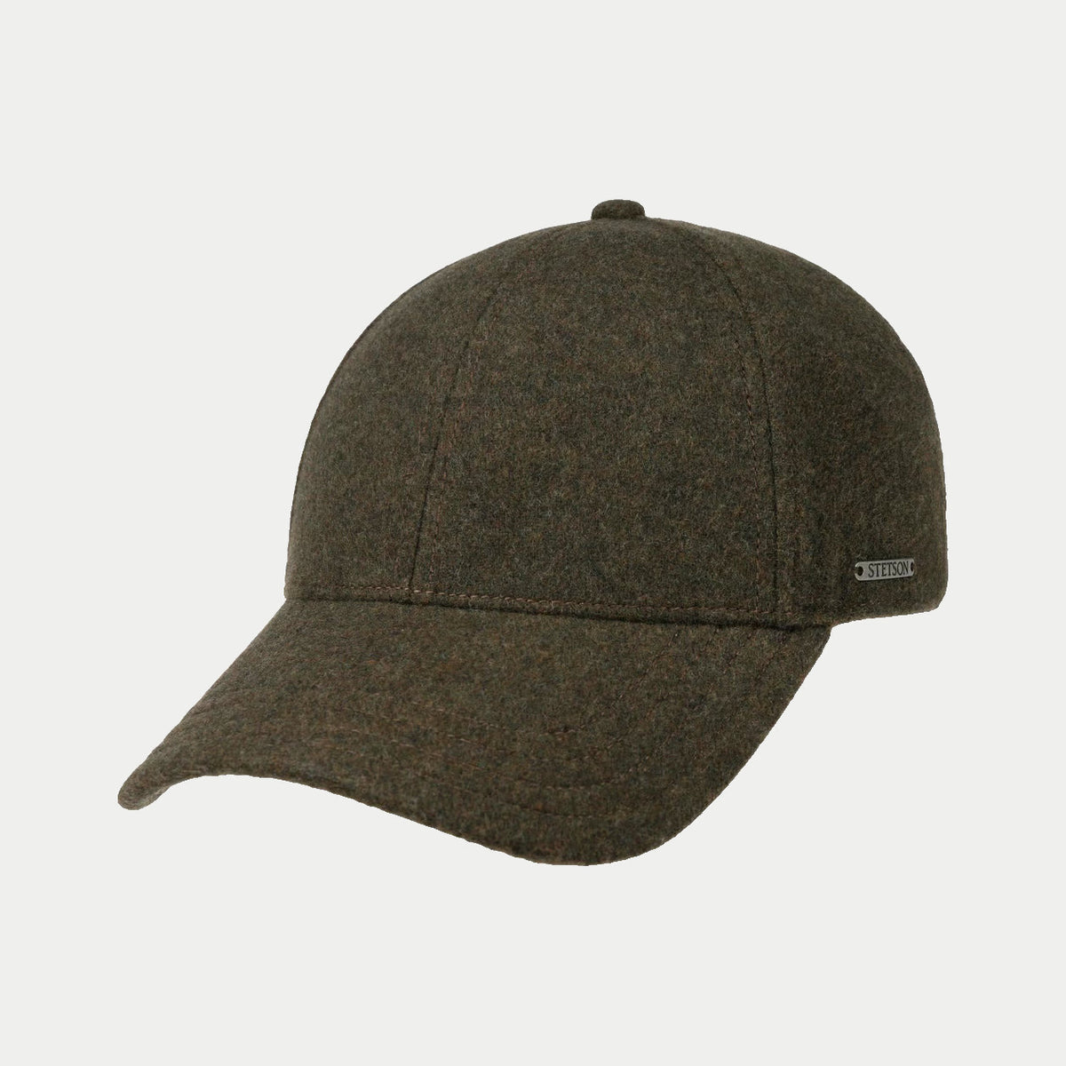 Casquette Vaby Stetson olive de trois quarts, cache-oreilles repliés à l'intérieur