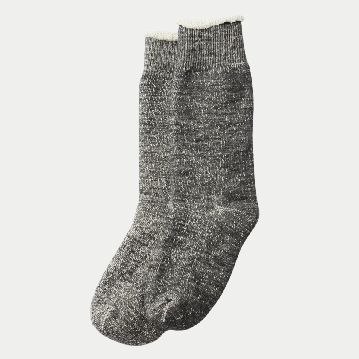 Chaussettes Double Face Gris Anthracite ROTOTO - paire en maille chinée, revers molletonné écru roulé, vue de face