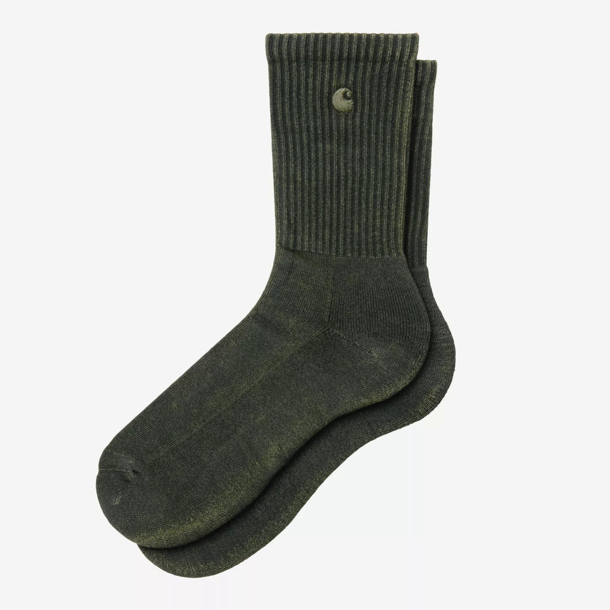 Chaussettes Lambert Raven Carhartt WIP, paire à plat superposée : tige côtelée, logo C brodé beige clair