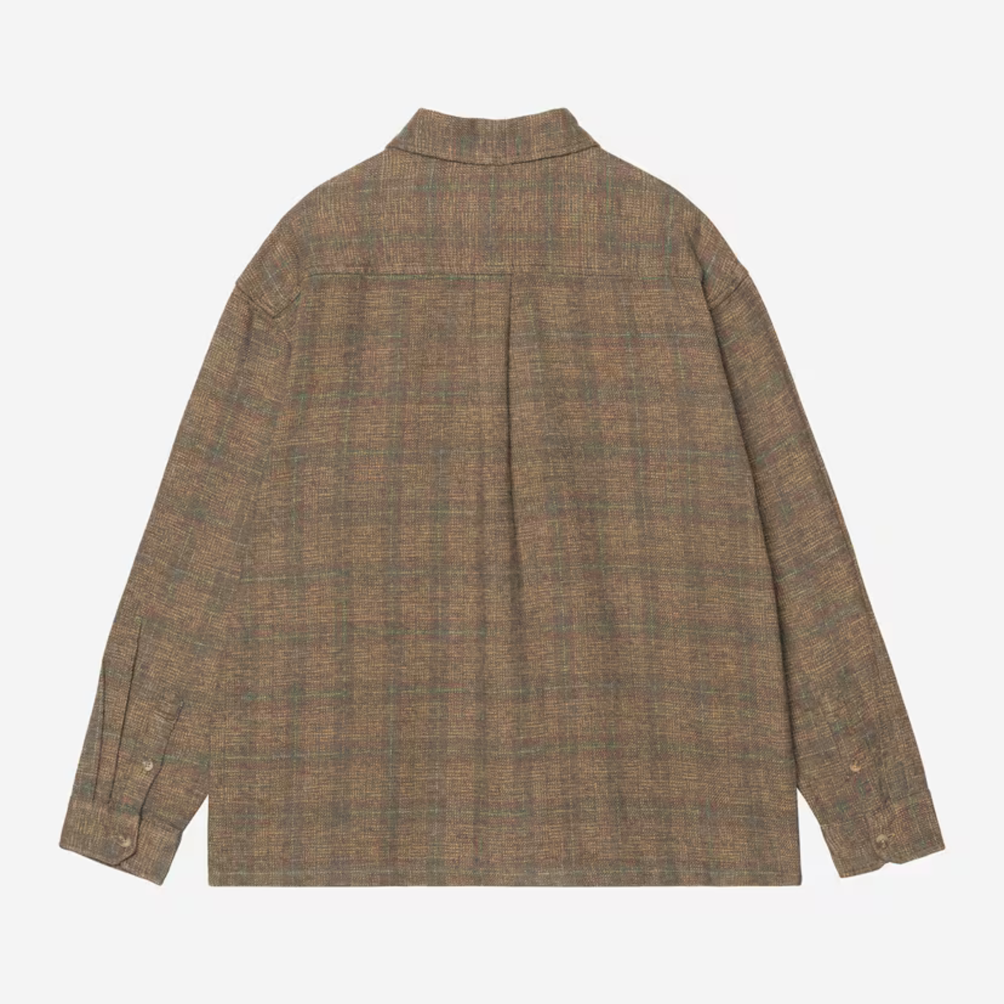 Chemise Bagley Carhartt WIP brun chiné vue de dos à plat, empiècement et pli d’aisance central