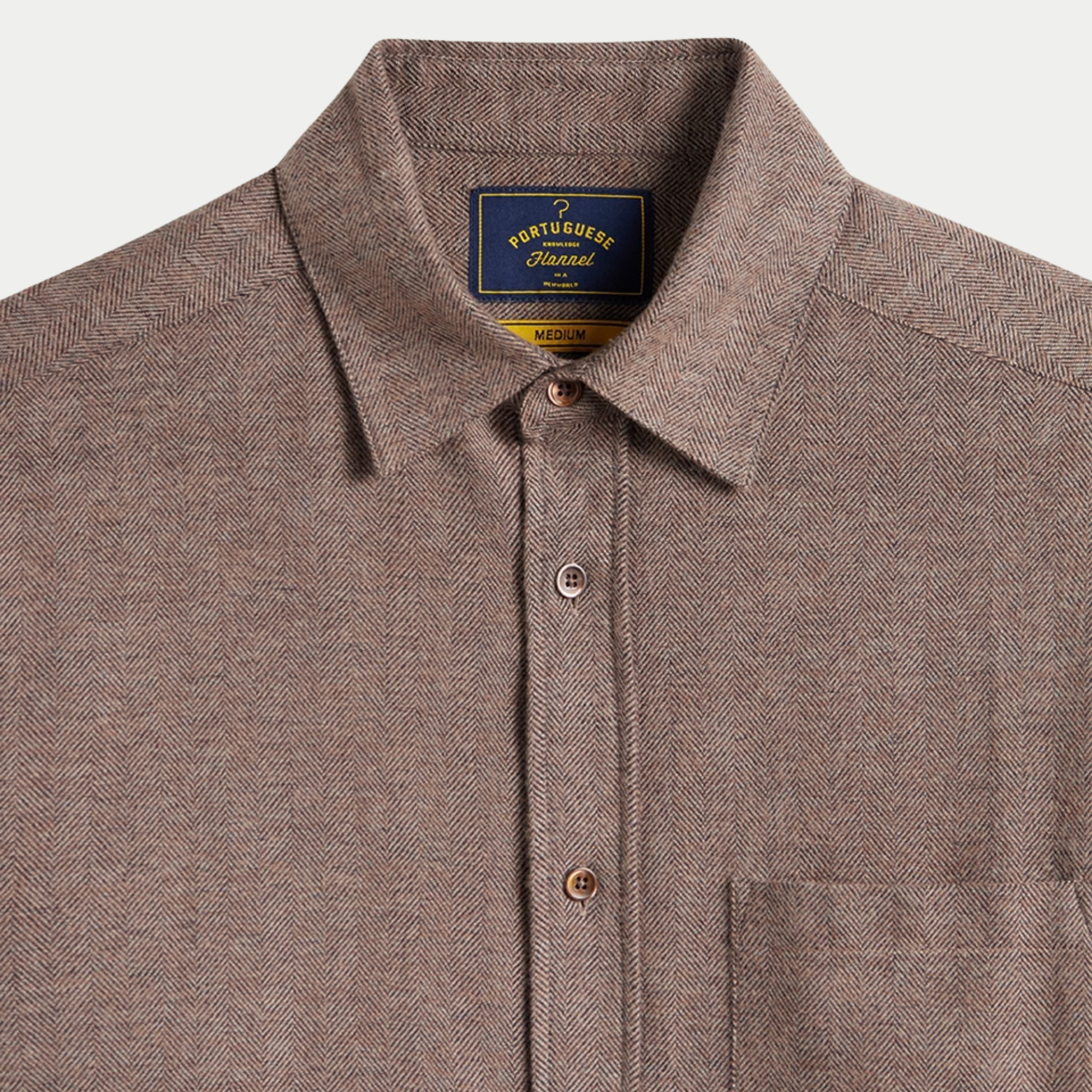 Col classique et étiquette Portuguese Flannel de la chemise Espiga Marron