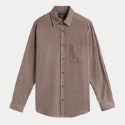 Chemise Espiga en flanelle chevron taupe, vue de face à plat