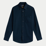 Chemise Espiga en flanelle chevron vert pétrole, vue de face à plat