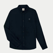 Chemise Ivoy bleu marine Faguo à plat de face, col boutonné et logo arbre en feutre sur la poitrine