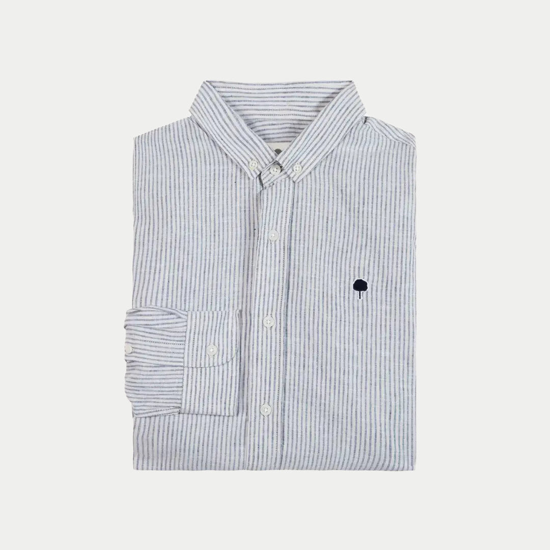 Chemise Ivoy Lin - Écru et Bleu - Faguo - détail 5