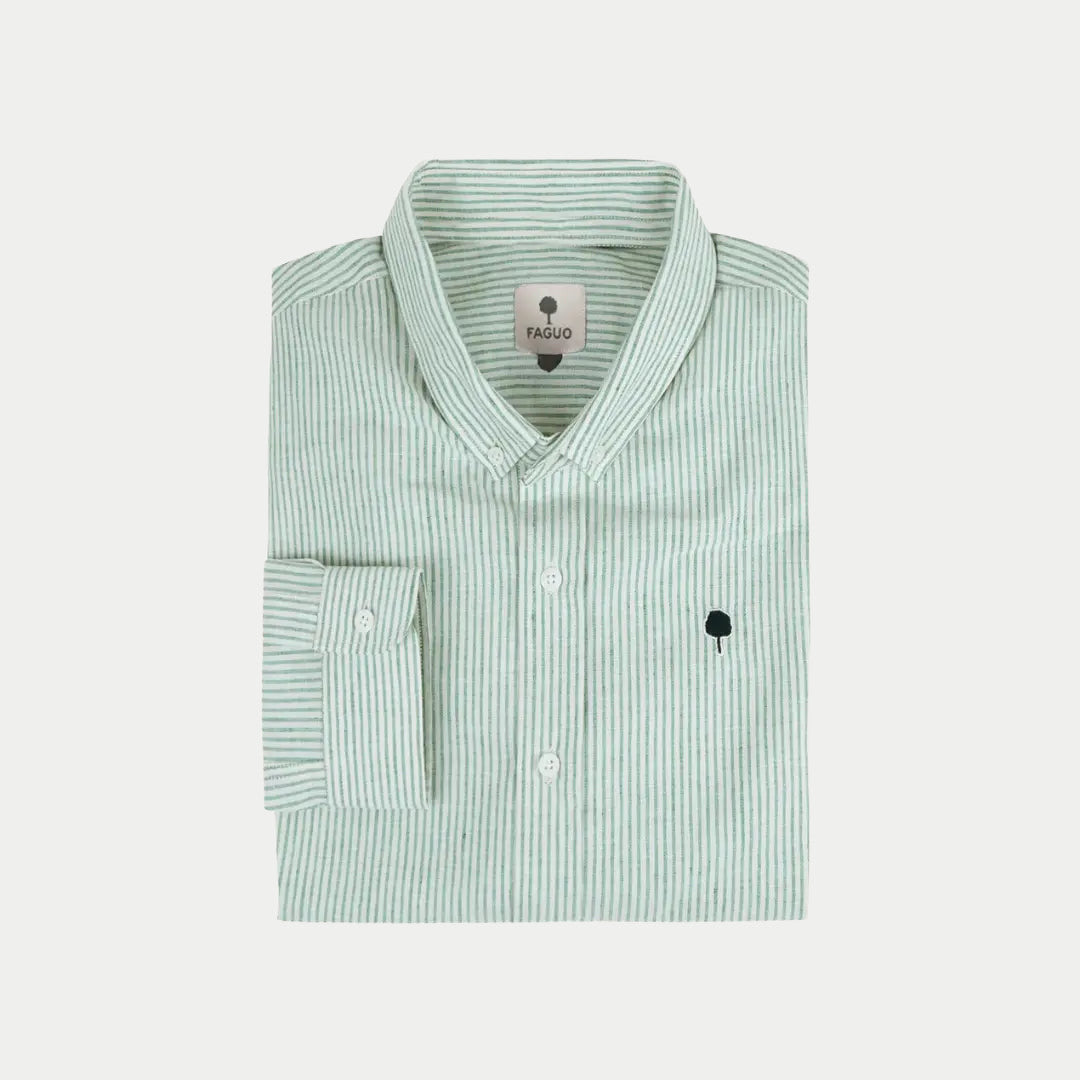 Chemise Ivoy Lin - Vert et Écru - Faguo - détail 5