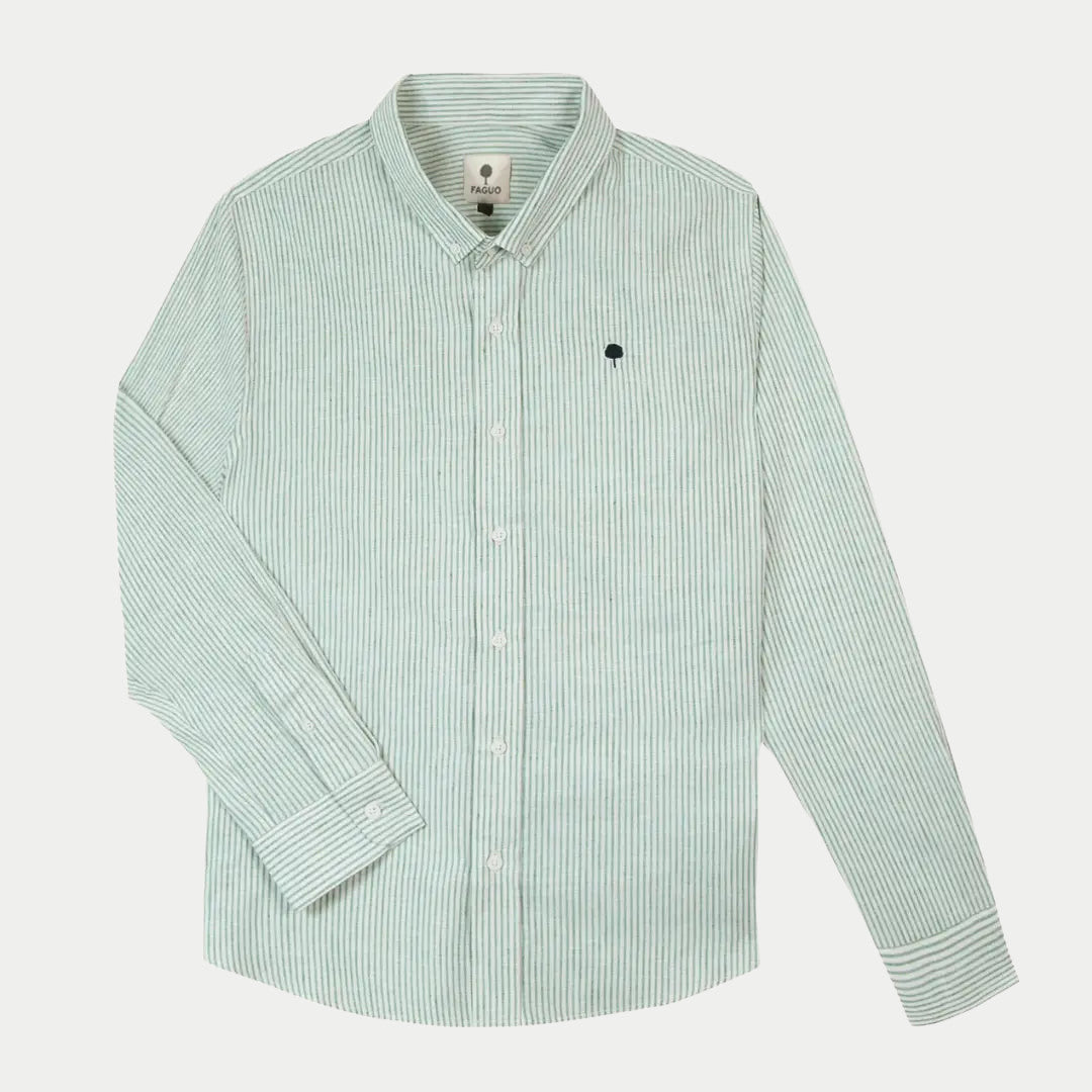 Chemise Ivoy Lin - Vert et Écru - Faguo