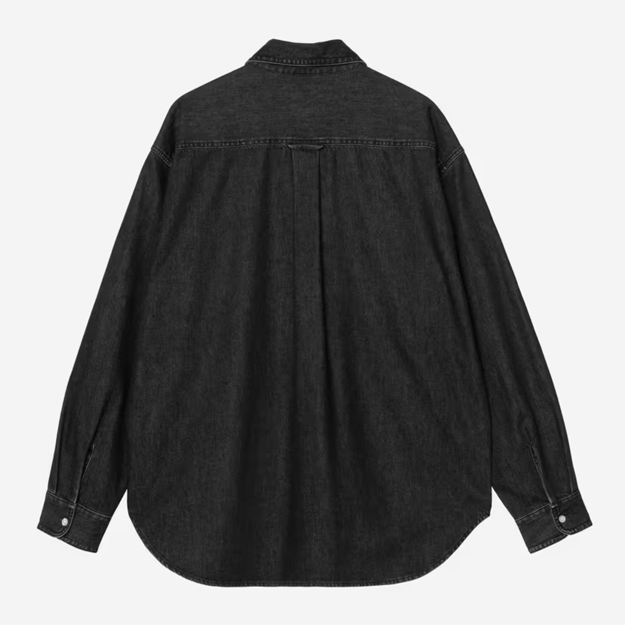 Chemise Lucas Carhartt WIP en denim noir, vue de dos à plat : empiècement d'épaule et pli d'aisance central