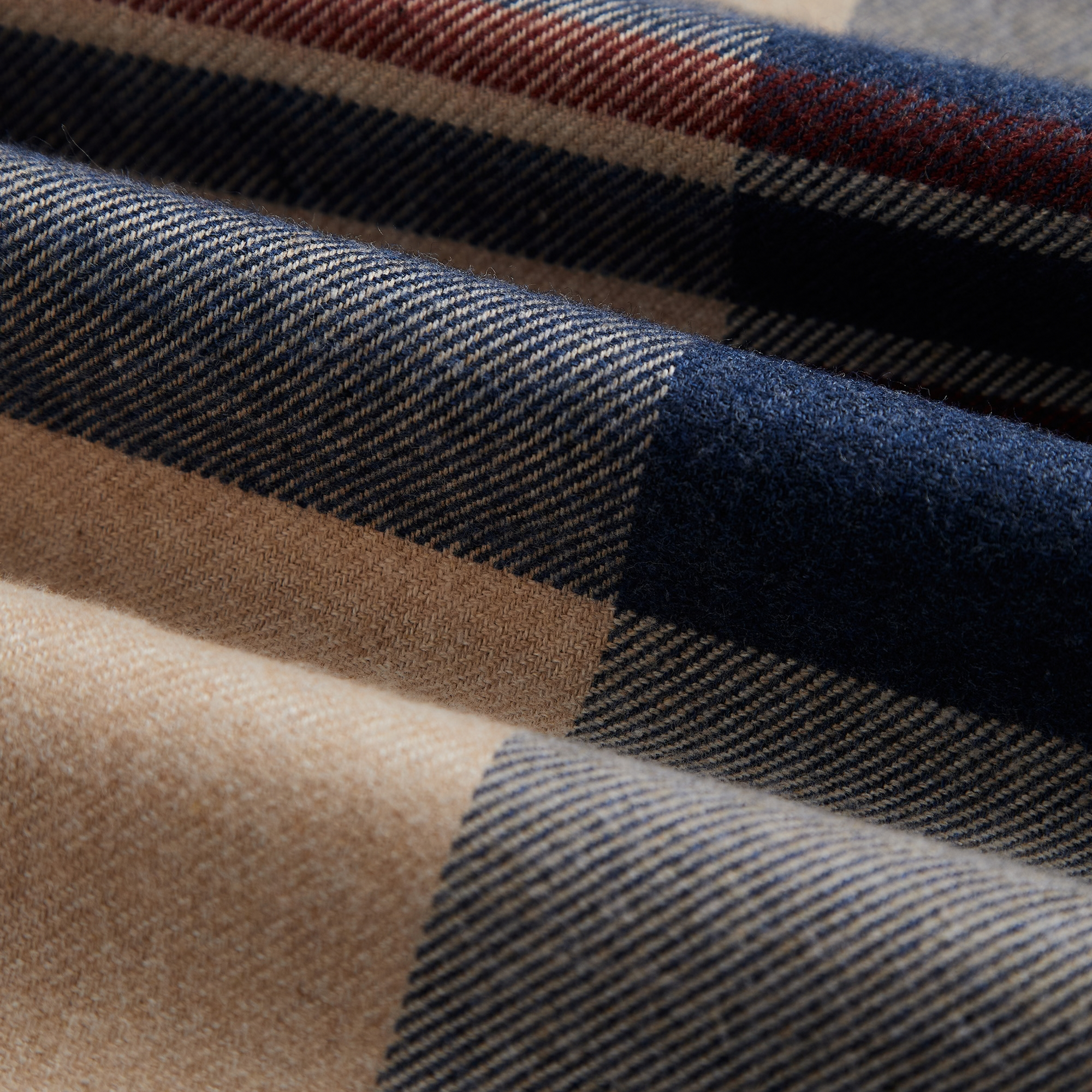Grands carreaux sable, bleu marine et brique de la flanelle Lurdes