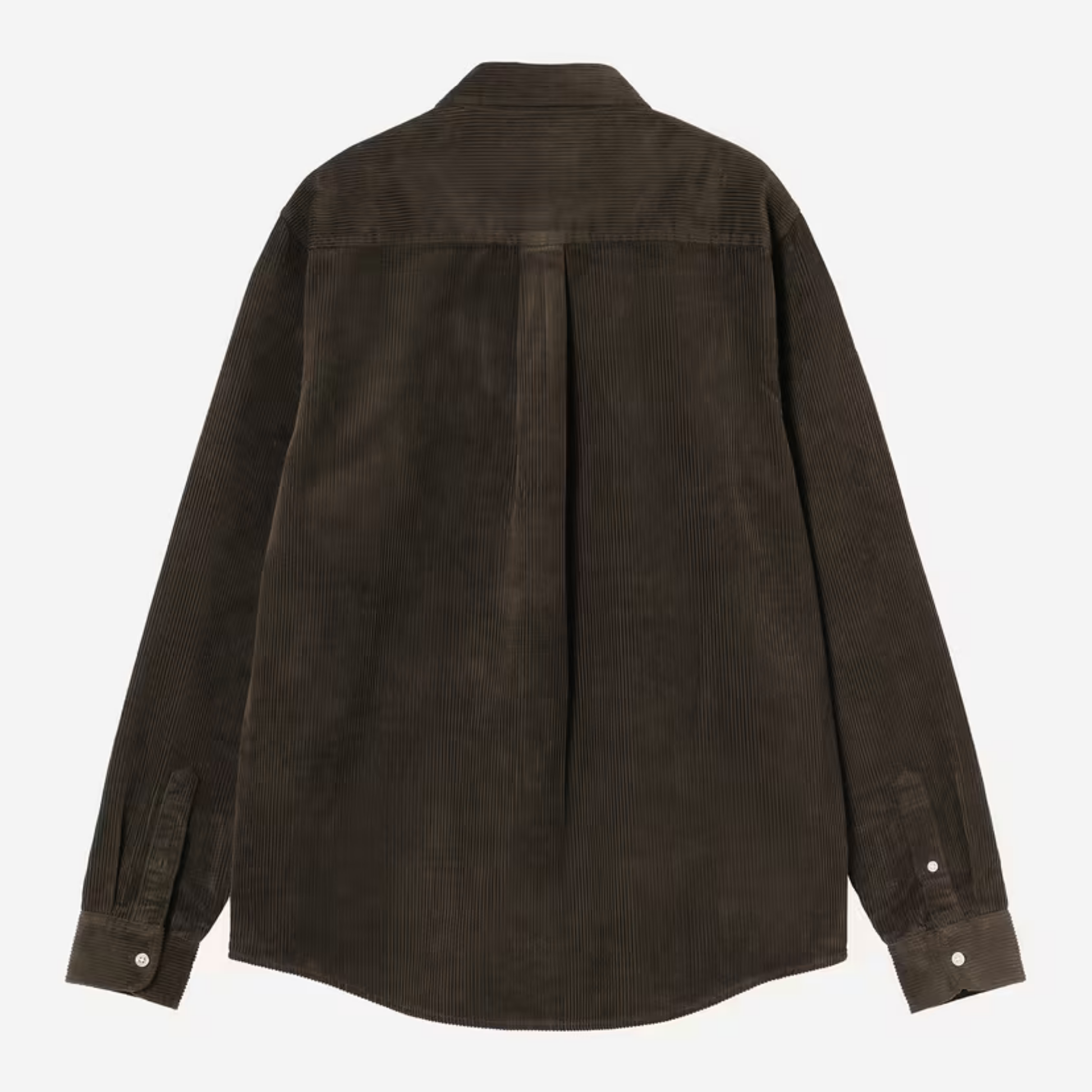 Chemise velours côtelé Madison Carhartt WIP marron foncé, dos à plat avec empiècement et pli creux central