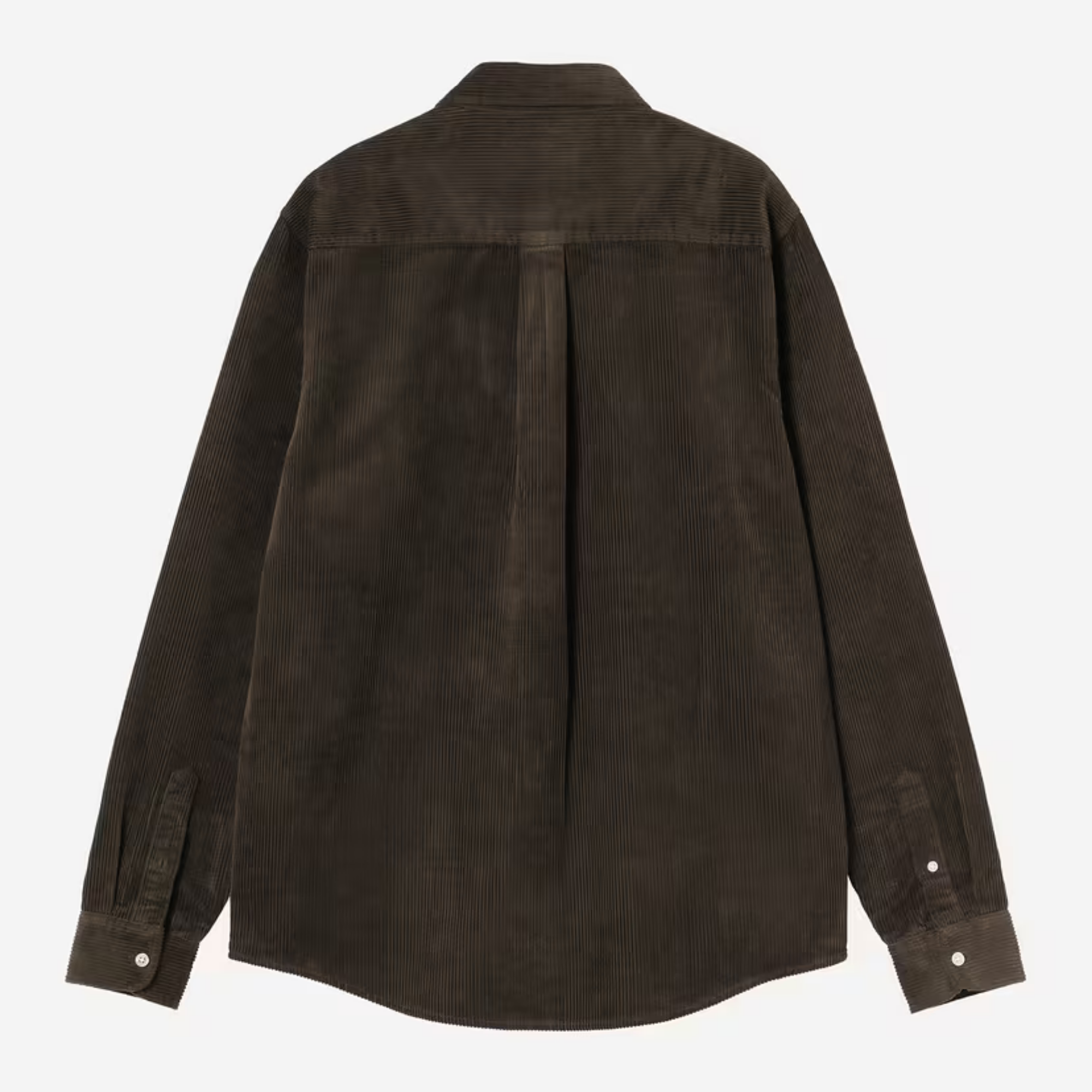 Chemise velours côtelé Madison Carhartt WIP marron foncé, dos à plat avec empiècement et pli creux central