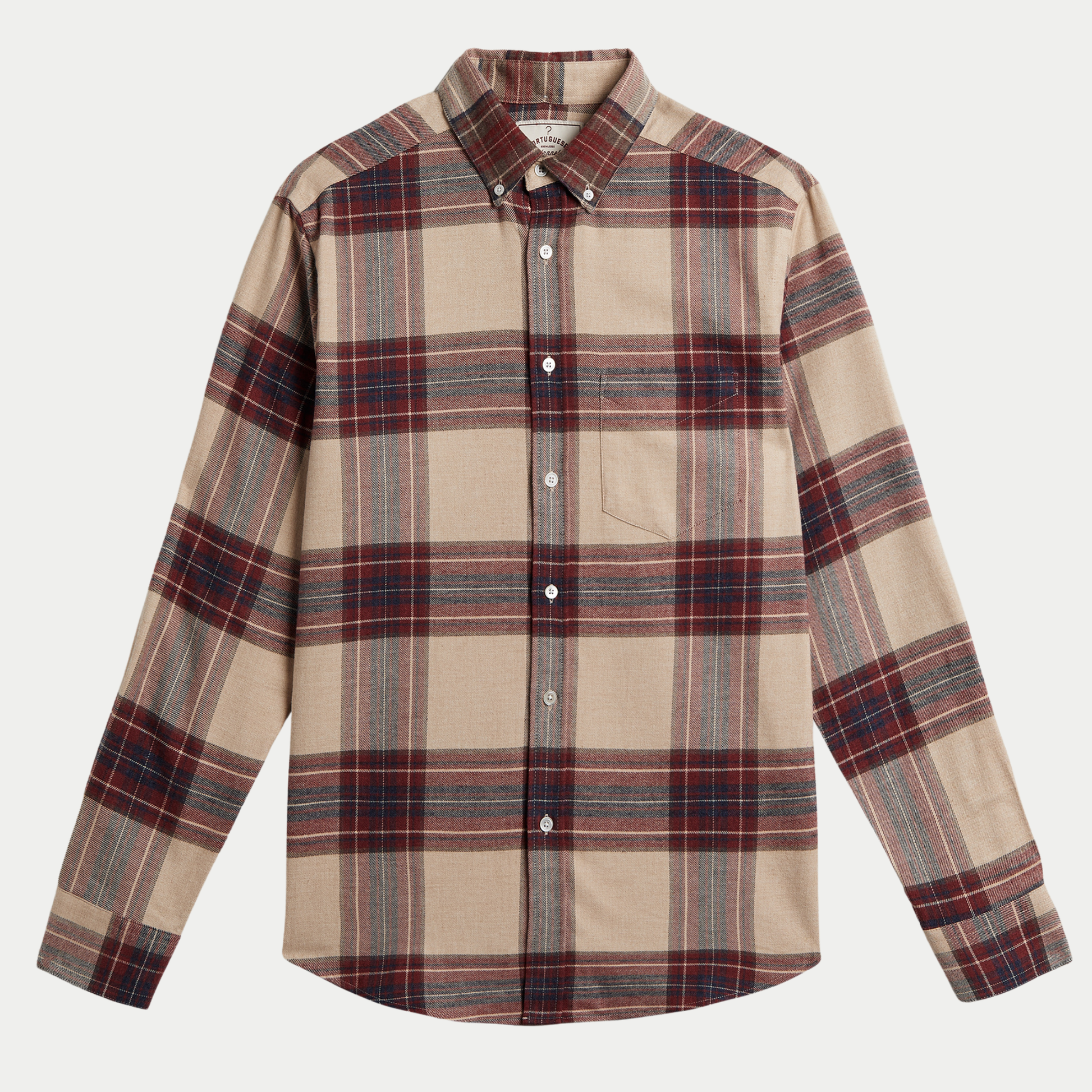 Chemise Sabela en flanelle à grands carreaux sable et rouge brique, vue de face
