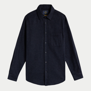 Chemise Sounds en flanelle micro-carreaux gris ardoise, vue de face à plat