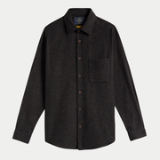 Chemise Sounds en flanelle micro-carreaux brun foncé, vue de face à plat