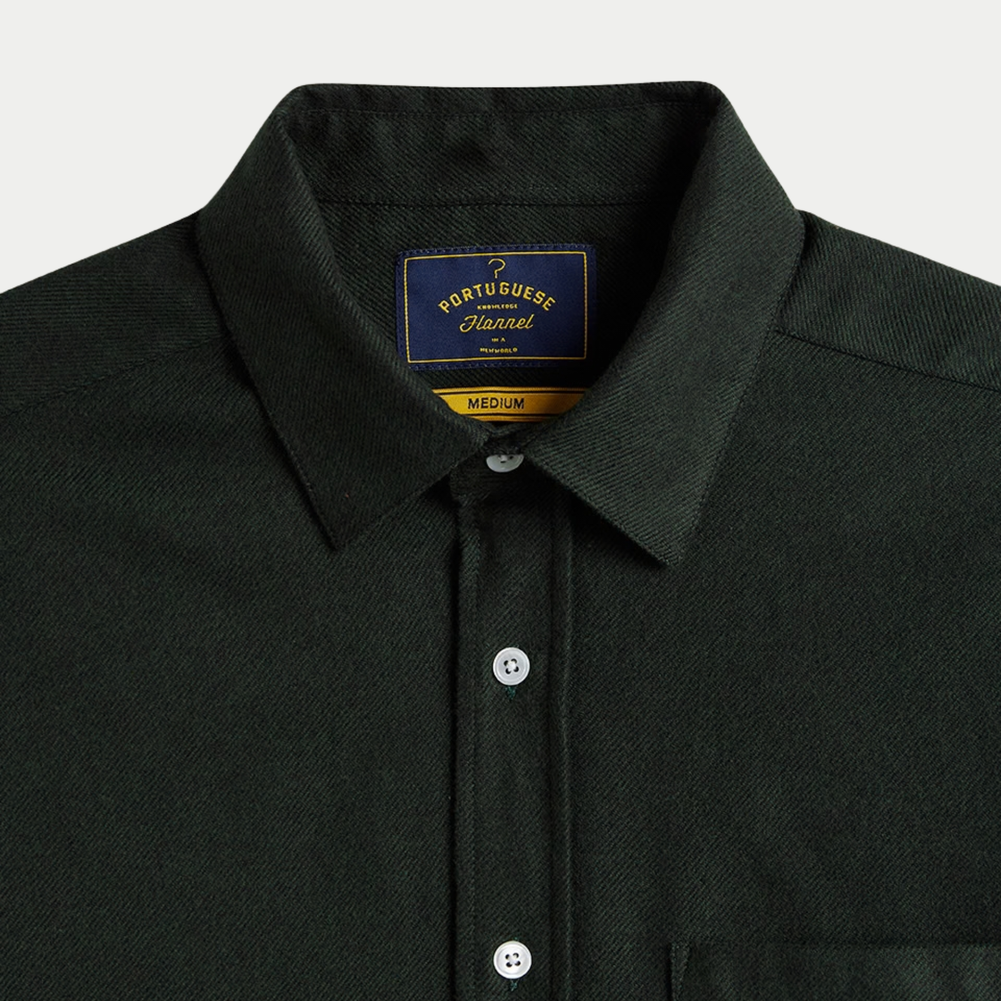 Col classique et étiquette Portuguese Flannel de la chemise Teca Vert Forêt