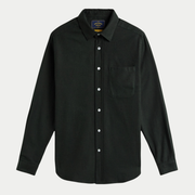 Chemise Teca en flanelle sergé vert sapin très foncé, vue de face à plat