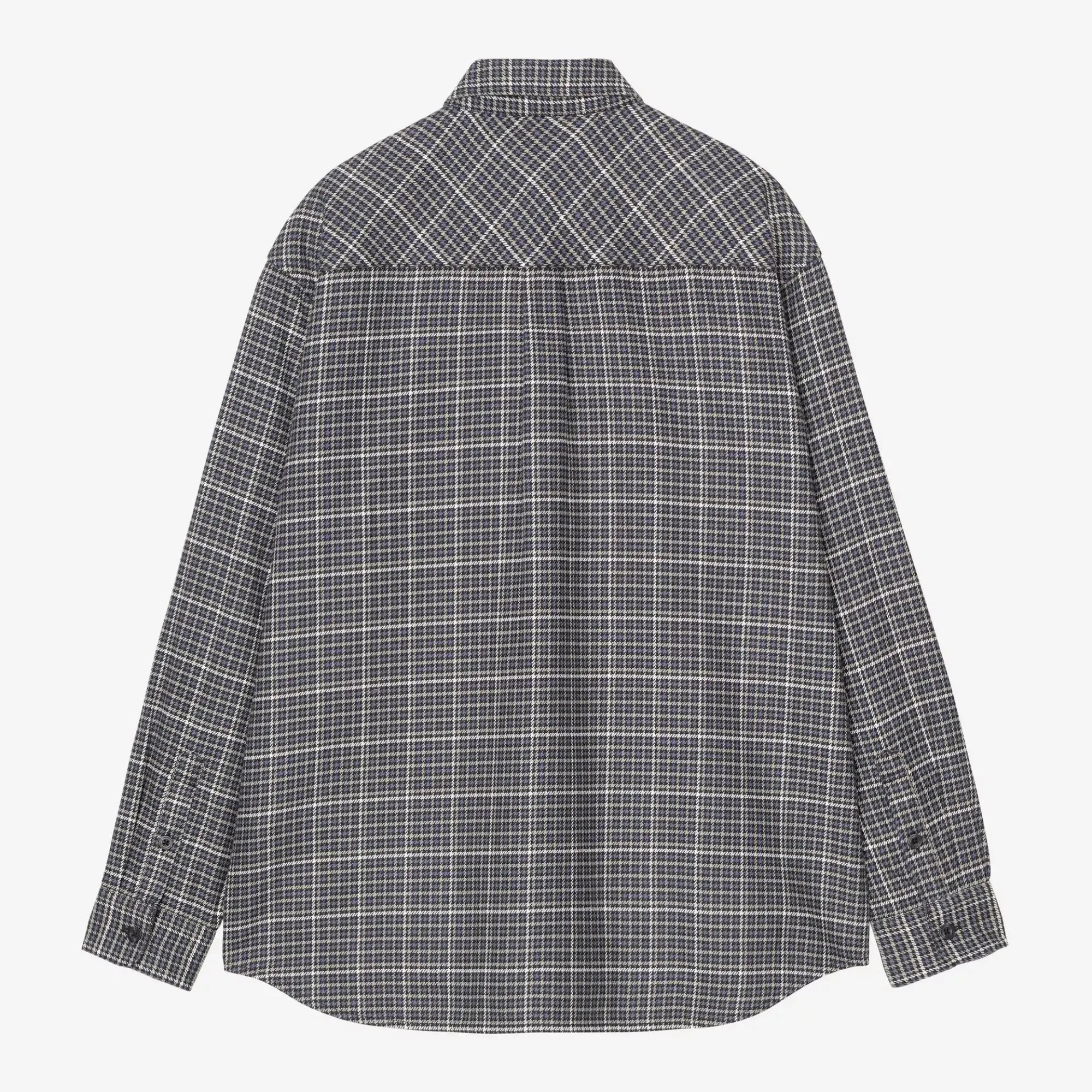 Chemise Carhartt WIP Todrick bleu-gris vue de dos à plat, empiècement au dos et pli central