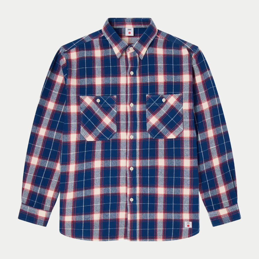 Chemise Works Marine et Rouge - Edwin