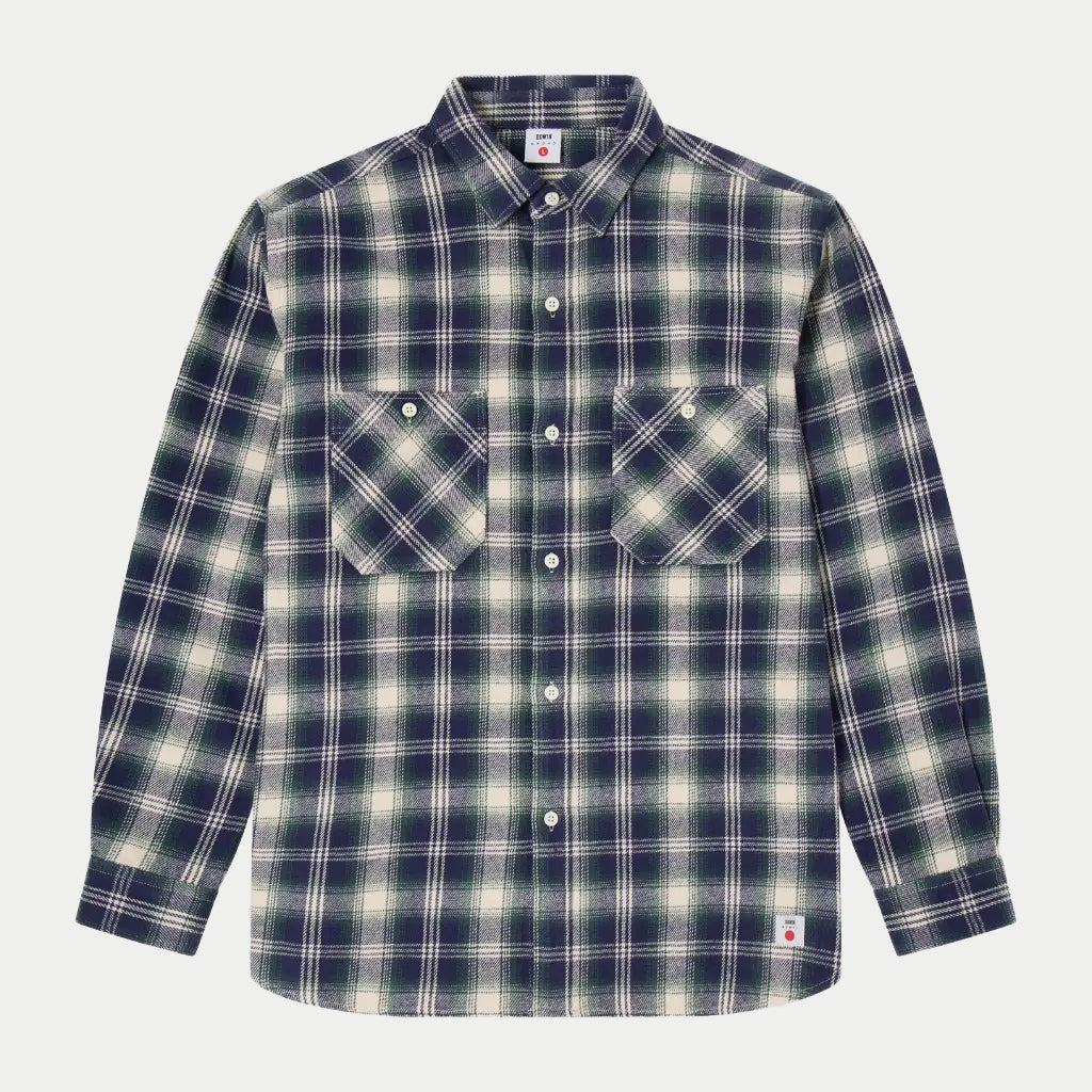 Chemise Works Marine et Vert - Edwin