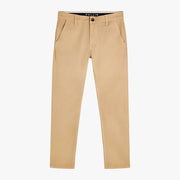 Chino Dening Bisco à plat, toile beige sable, ceinture griffée PULLIN et poches cavalières