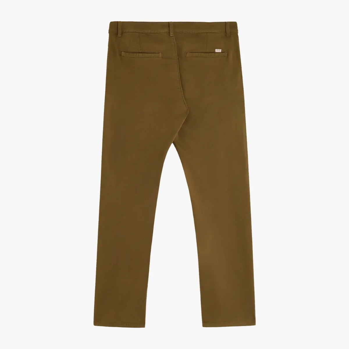 Dos du chino Dening Otter à plat, passants de ceinture, poches passepoilées et griffe cousue